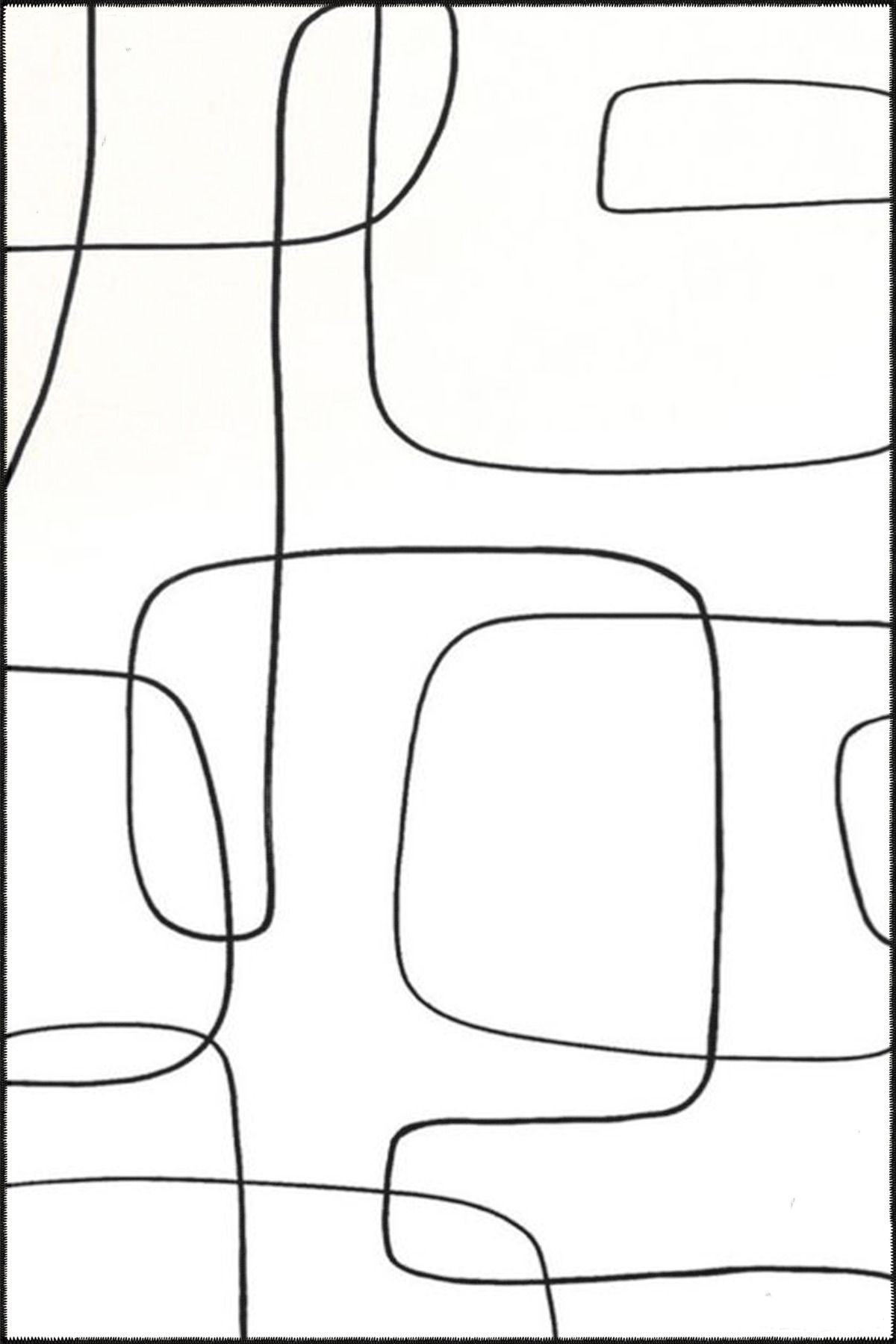 Karakalem Çizgi Çizimi Desenli Dekoratif ve Yıkanabilir Halı miravip9286