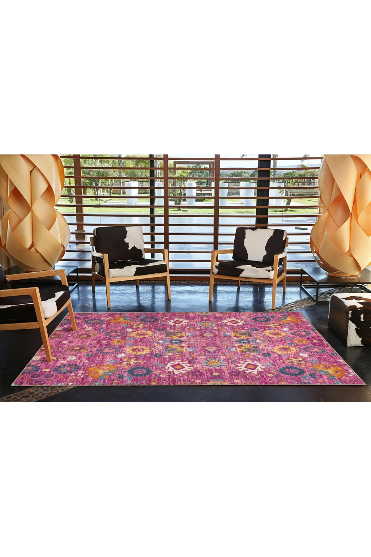 Gelenksel Mor Renkli Desenli Dokuma Taban ve Dekoratif Halı miravip627