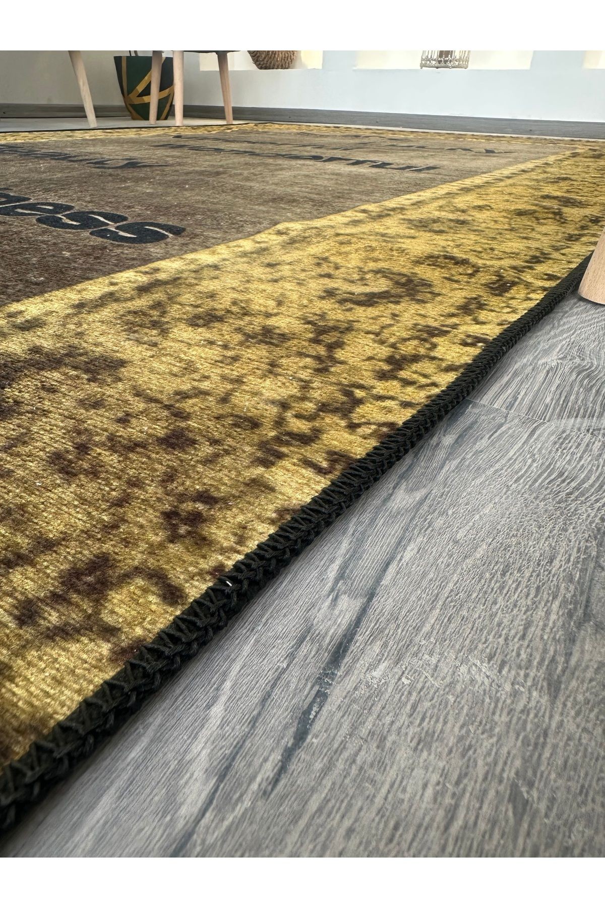 Opal Eskitme Görünümlü Yazı Detaylı Dokuma Taban Modern Dekoratif Halı opal13