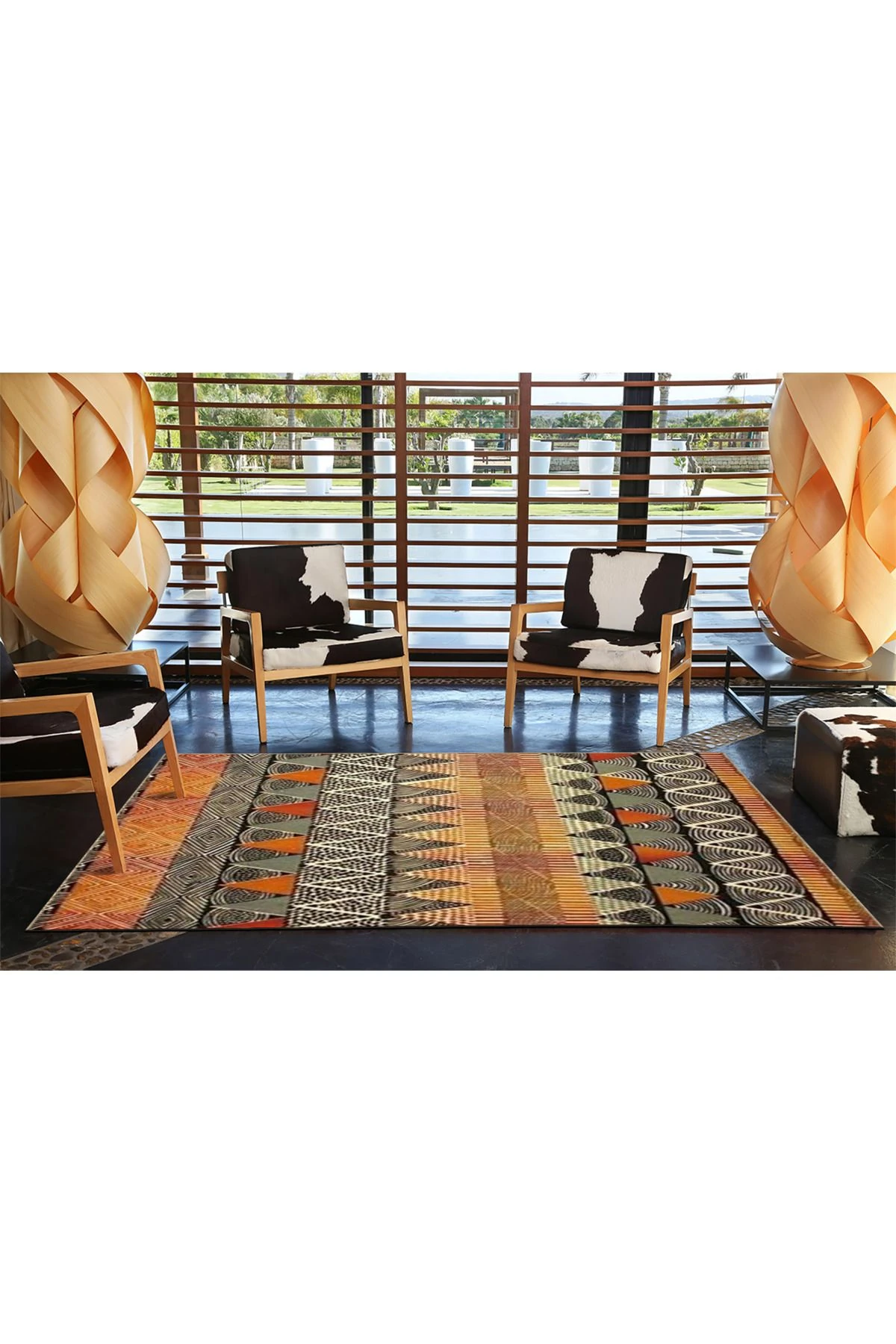 Bej Gri Temalı Karma Geometrik Desenli Kreatif Modern Dekoratif Halı 4695