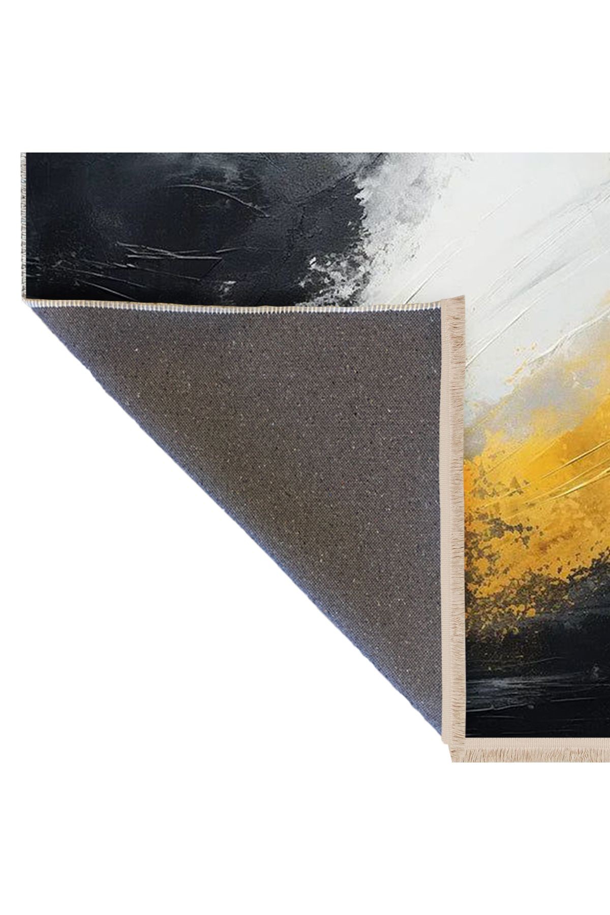 Yılmaz Koleksiyonu Sarı ve Gri Temalı Soyut Sis Desenli Kreatif Modern Dekoratif Halı 26