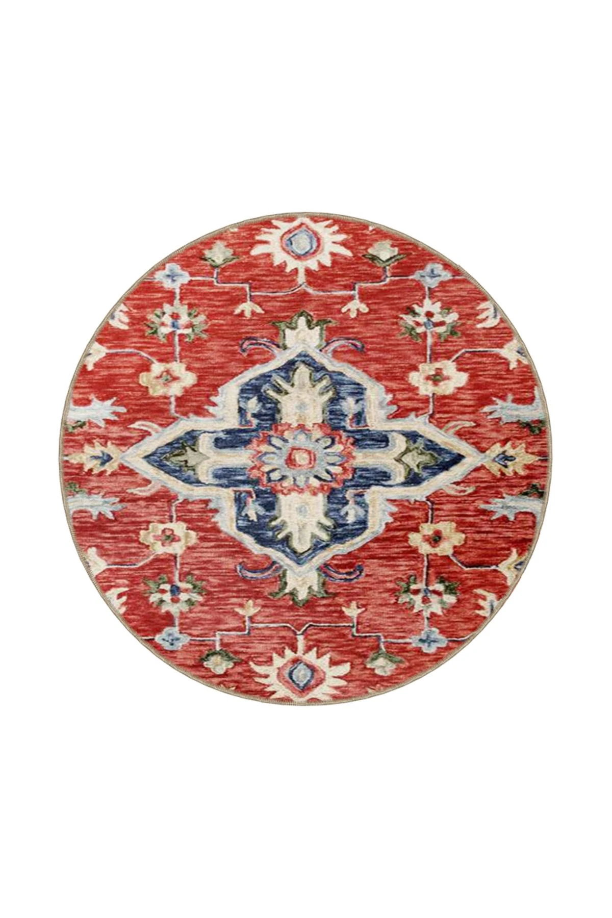 Floral Çiçekli Kırmızı Renkli Geleneksel Dokuma Taban ve Dekoratif Halı miravip612