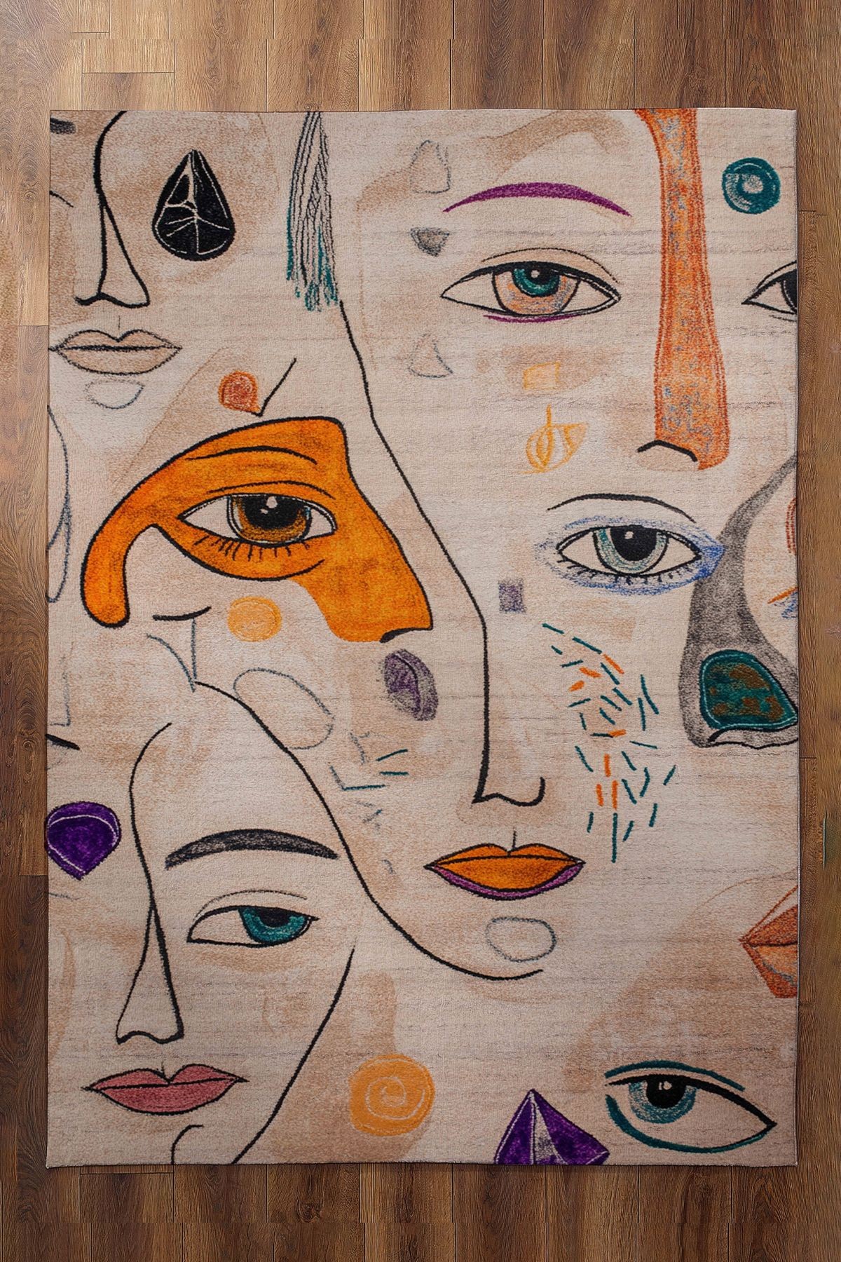 Musé Atelier Yüz El Çizimi Stil Sanatsal Tema Dokuma Taban Dekoratif Salon Halısı 713