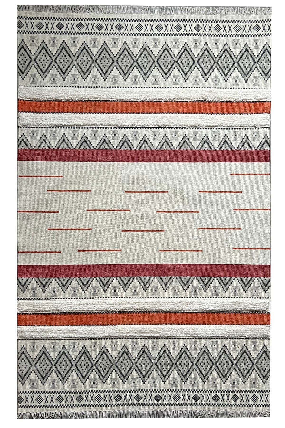 Rustik 4047 Çok Renkli Iskandinav Stil Pastel Desenli Kilim