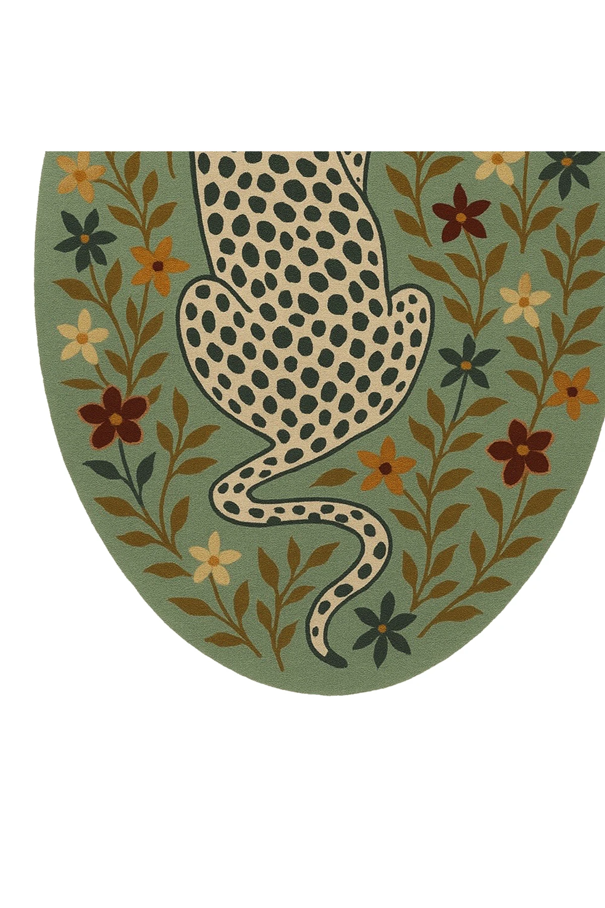 MOSSO Çok Renkli Çiçekler ve Leopar Desenli Dokuma Taban Modern Dekoratif Halı mosso351