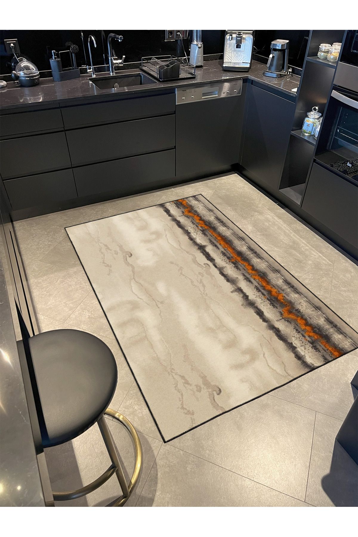 Krem Renkli Desenli Modern Desenli Dokuma Taban ve Dekoratif Yıkanabilir Halı miravip8597