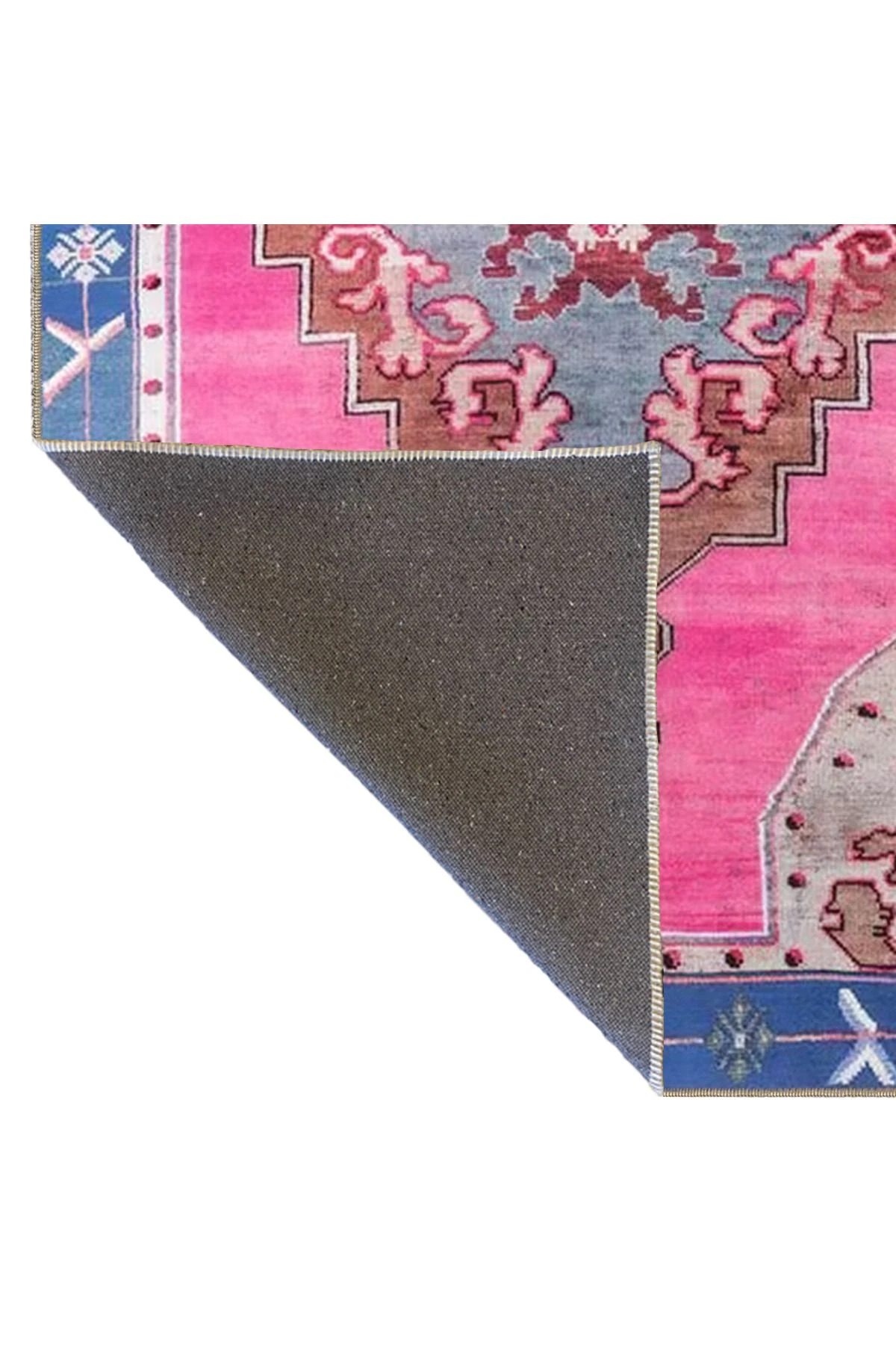 Mavi Pembe Temalı Geleneksel Motif Desenli Vintage Dekoratif Halı 3611