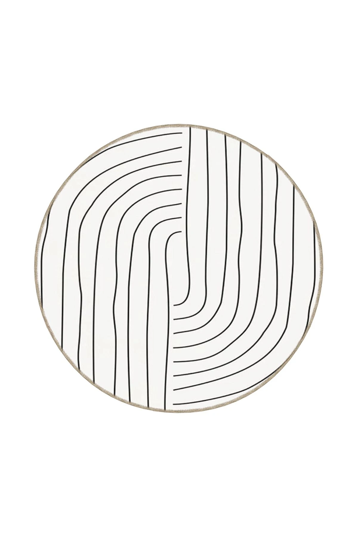 Siyah Beyaz Çizgili Desenli Dokuma Taban ve Yıkanabilir Halı miravip9357