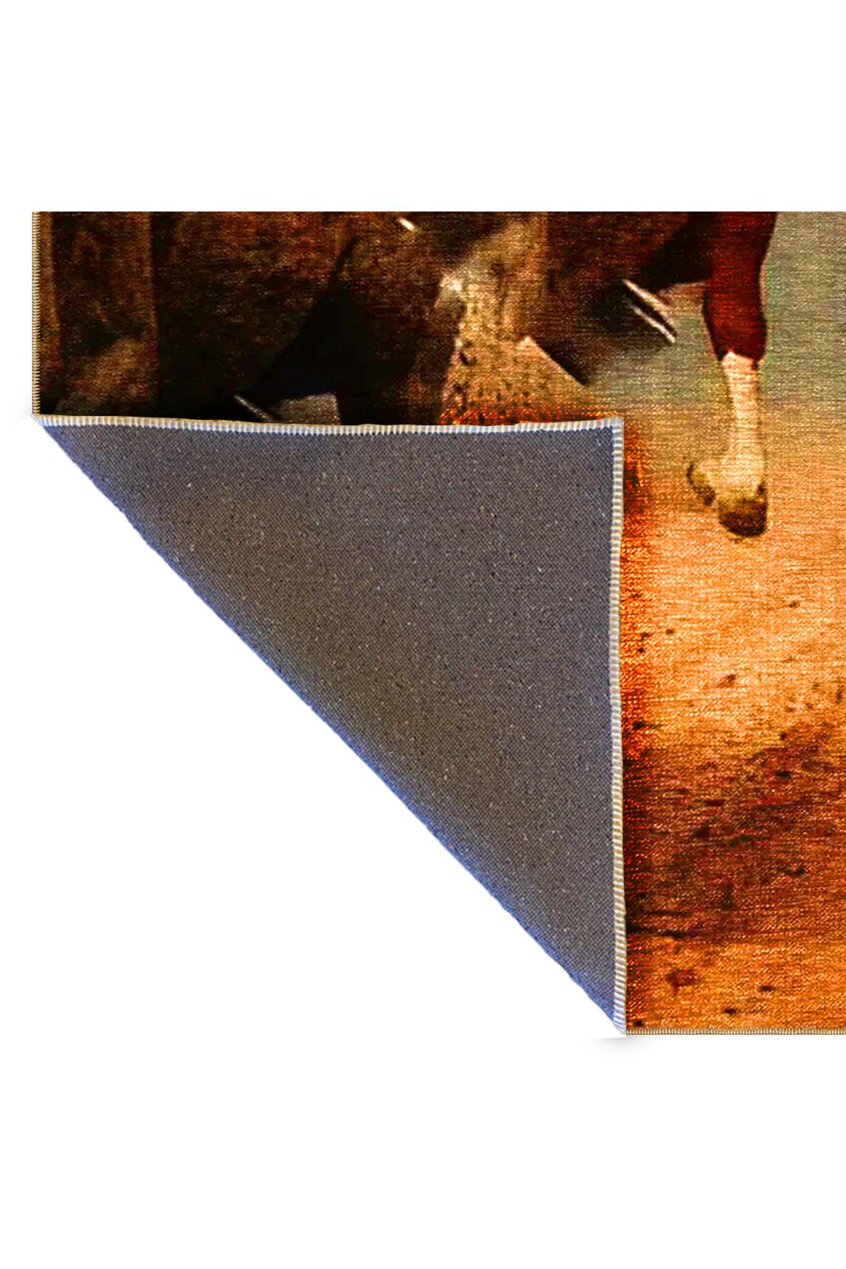 Animal Koleksiyonu Kahve Bej Tonlarında At Desenli Dokuma Taban Yıkanabilir Halı animal08