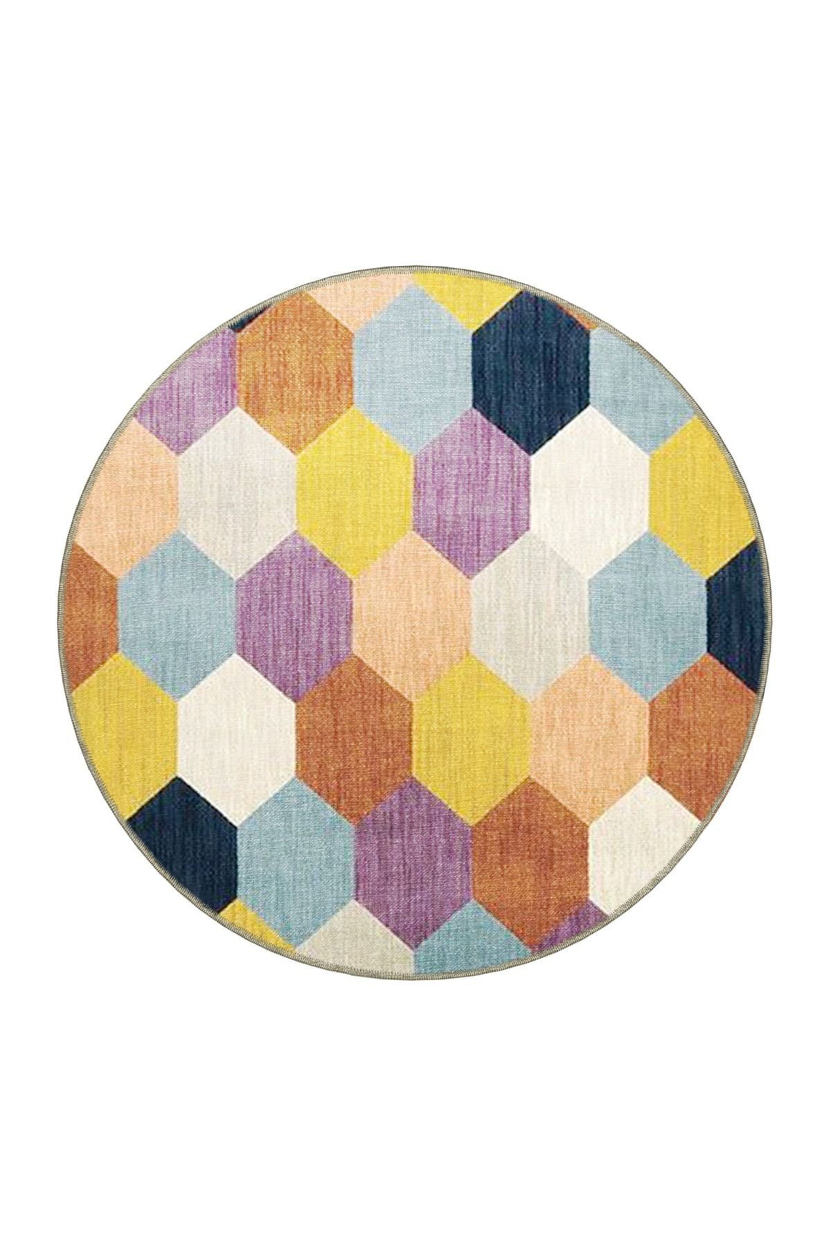 Çok Renkli Geometrik Kovan Petek Desenli Kreatif Modern Dekoratif Halı 3963