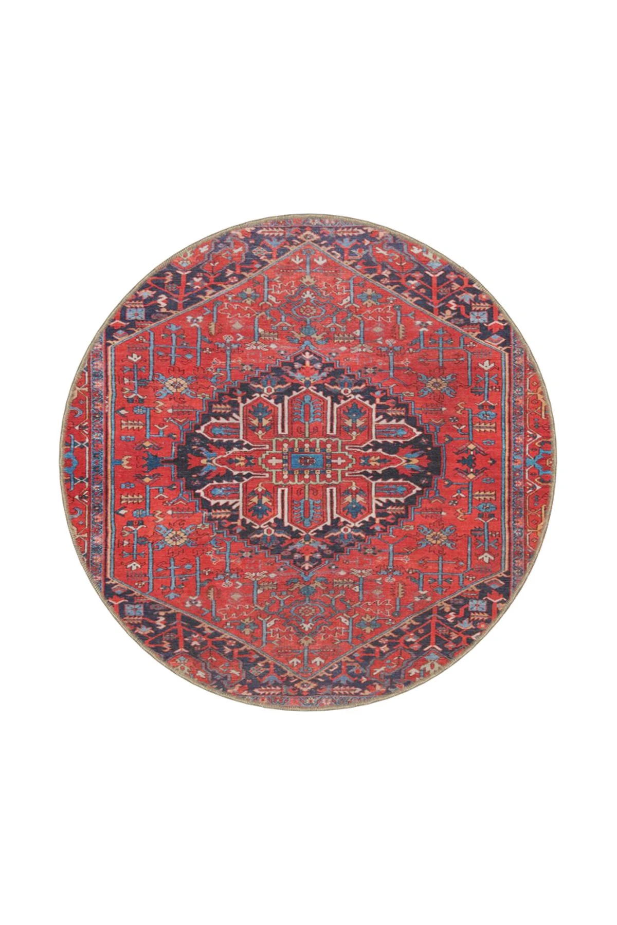 Kırmızı Renklerde Geleneksel Modern Desenli Dekoratif Halı miravip564