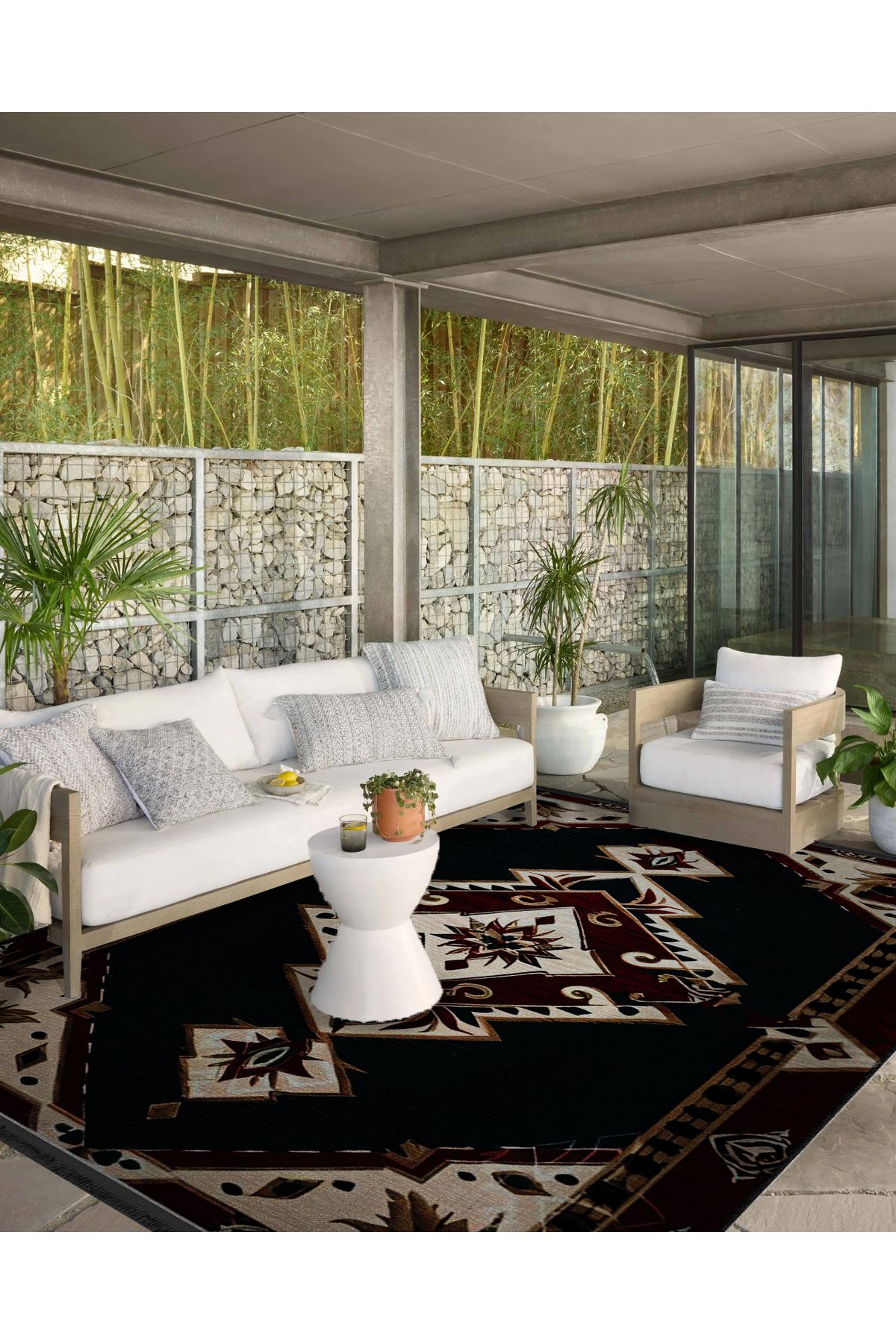 Koyu Yeşil Antik Tasarım Serisi Bordo Desenli Vintage Dekoratif Halı antik37