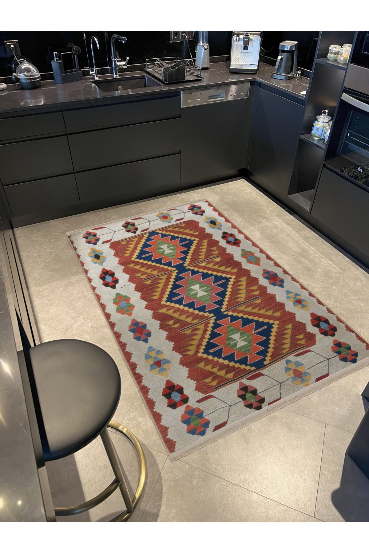 Çok Renkli Geleneksel Motif Etnik Desenli Kreatif Vintage Dekoratif Halı 2682