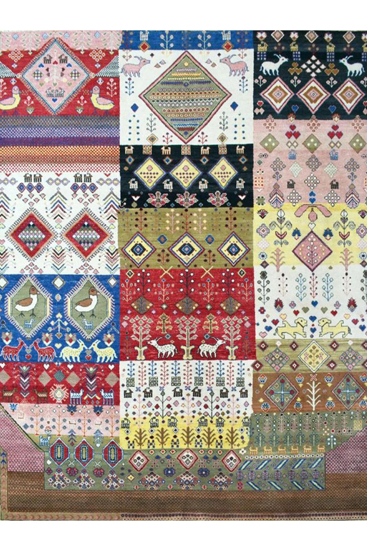 Barcelona Koleksiyonu Karma Renkler Etnik Motif ve Çiçek Desenli Vintage Dekoratif Halı 29