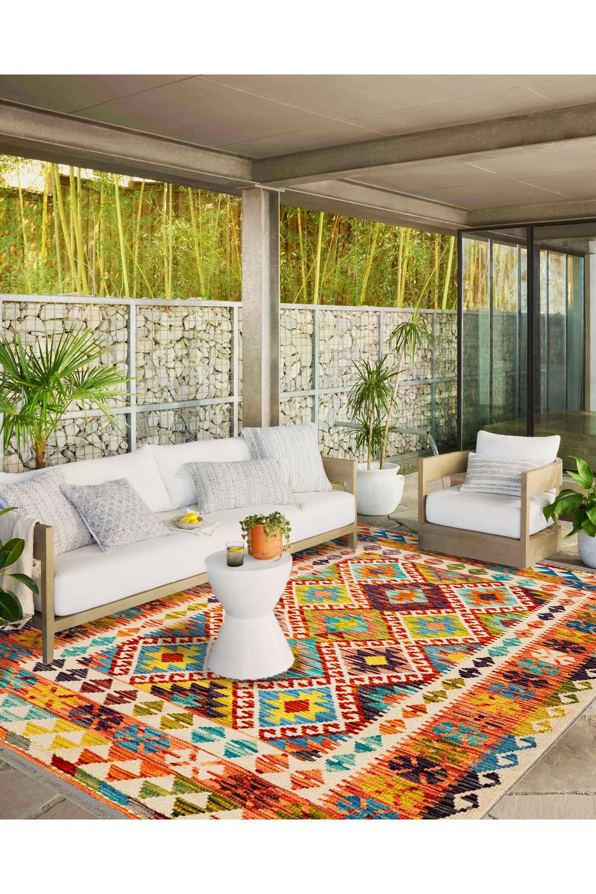 İnci Koleksiyonu Çok Renkli Etnik Geleneksel Desenli Dokuma Taban Vintage Dekoratif Halı inci05