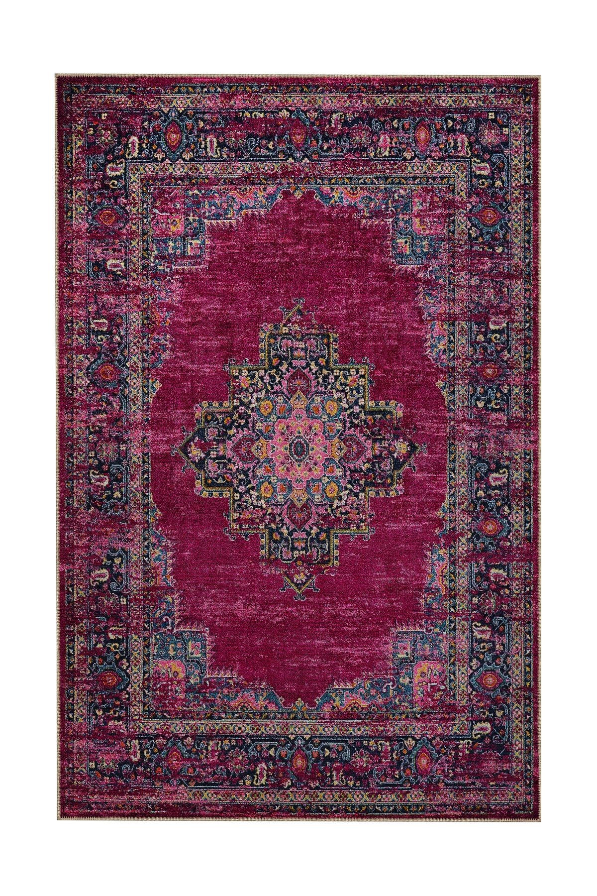 Fuşya Pembe Etnik Ve Vintage Tema Dokuma Taban Halı 1388