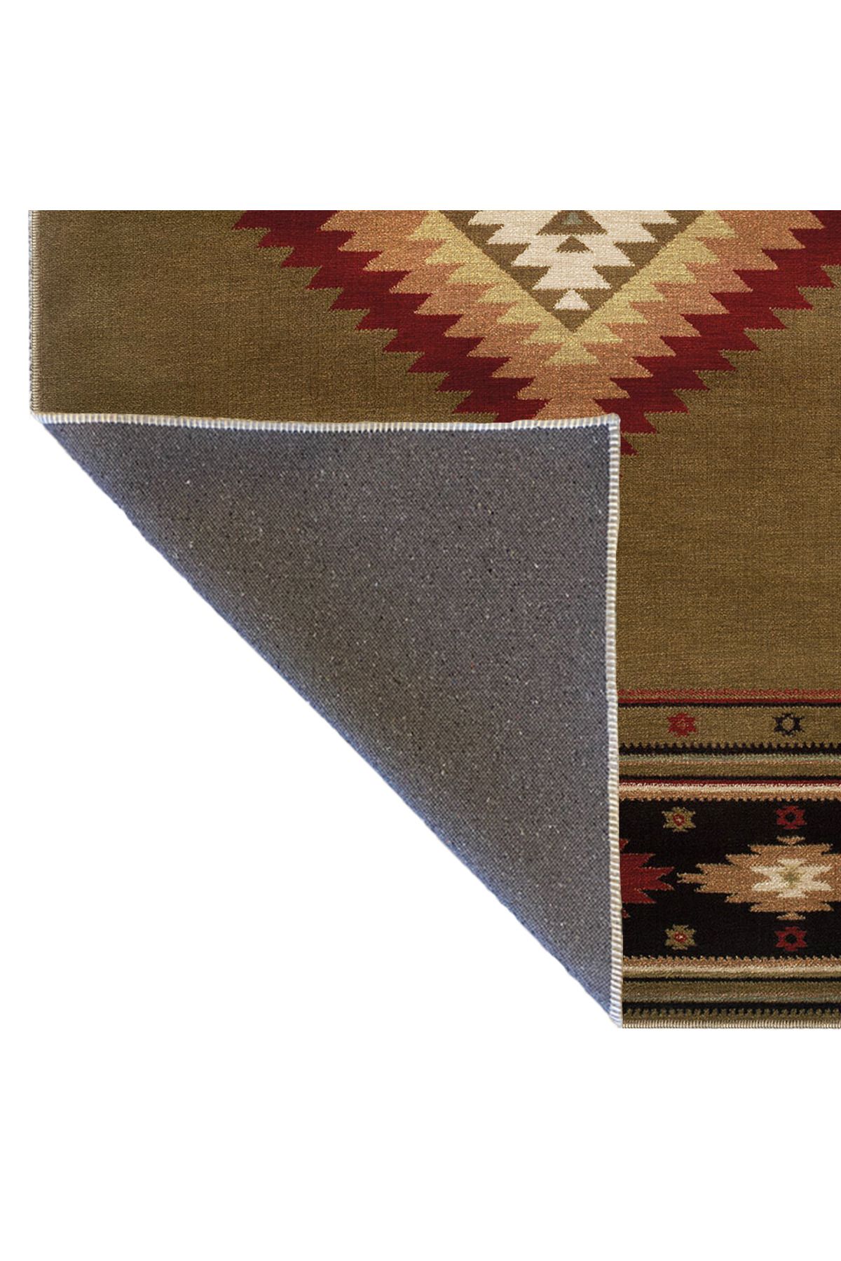 Kahverengi Temalı Hasır Tasarım Geometrik Desenli Vintage Dekoratif Halı 3407