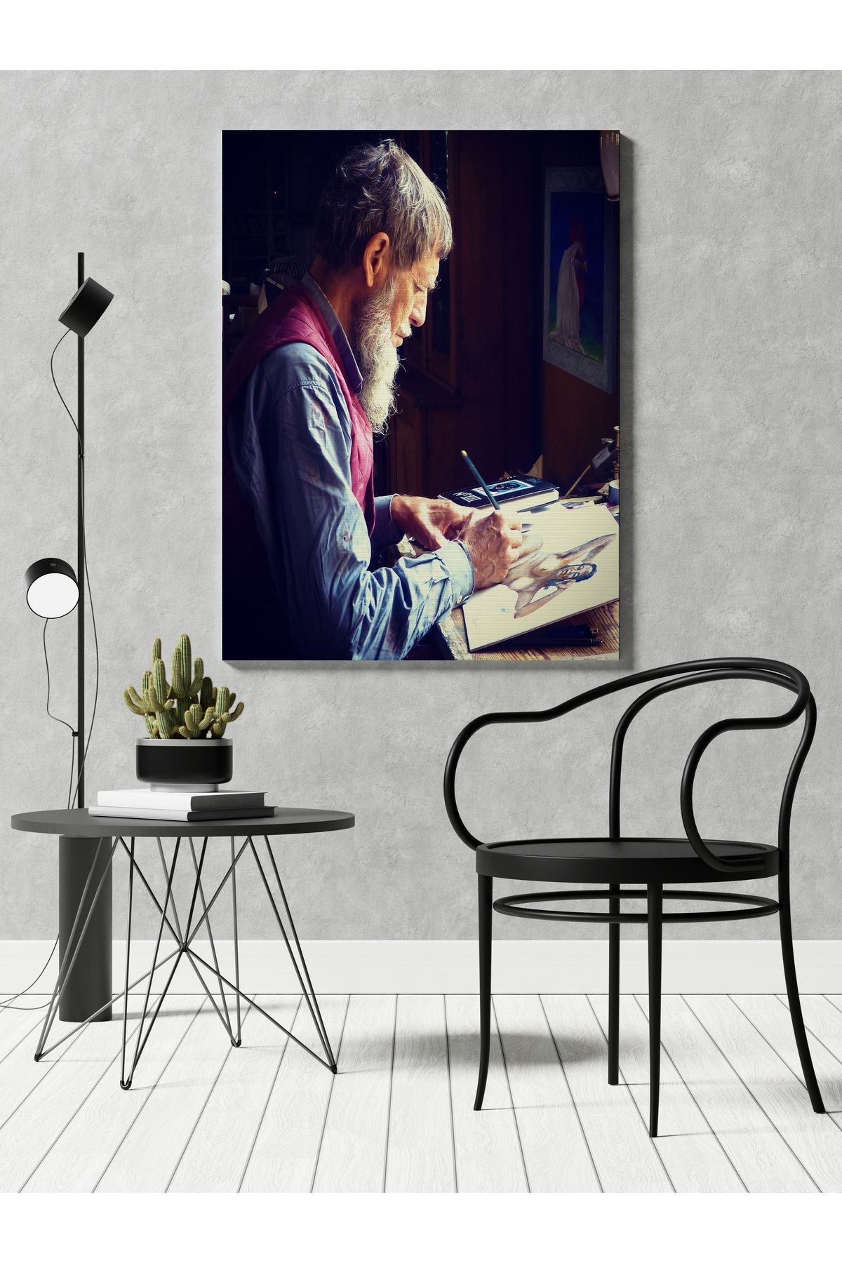 Kanvas Tablo Ressam Adam Desenli Modern Tablo
