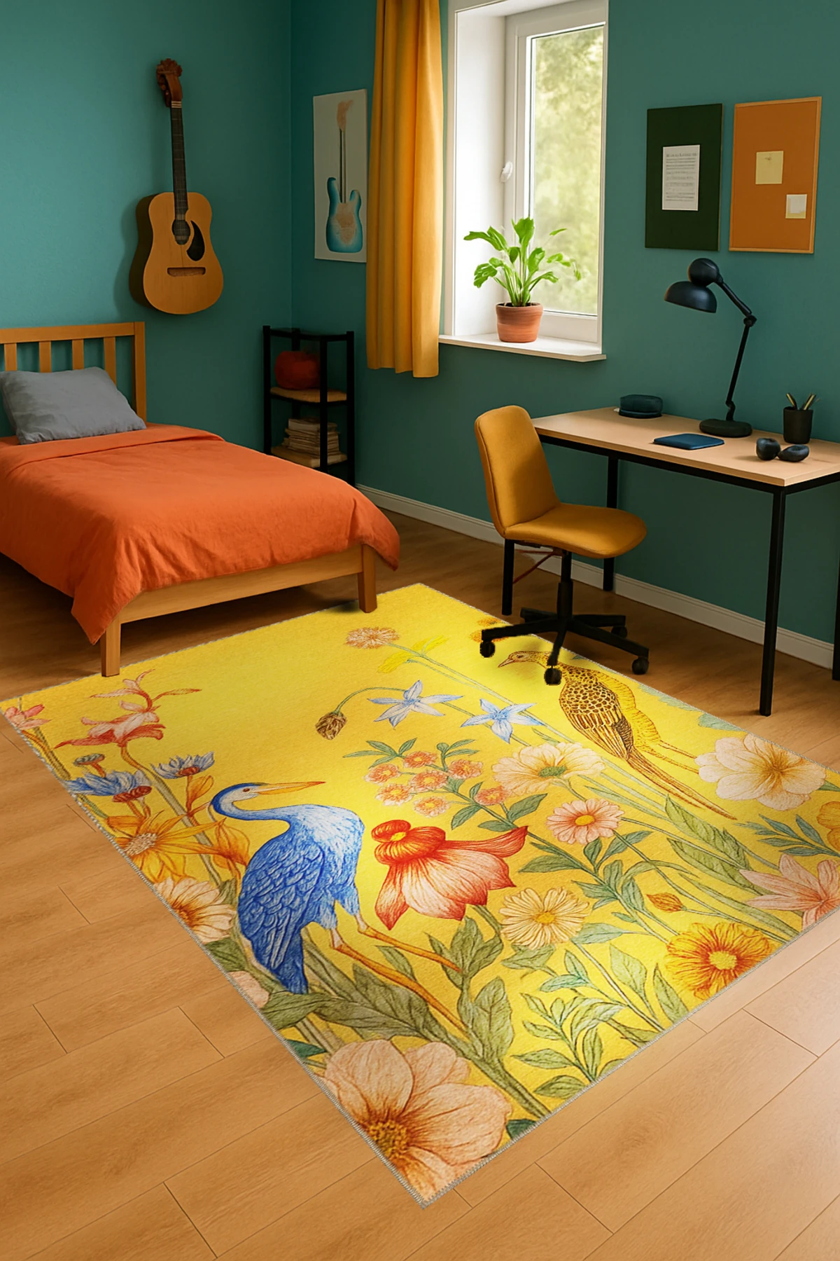 MOSSO Çiçek Motifli Desen Dokuma Taban Vintage Dekoratif Halımosso924