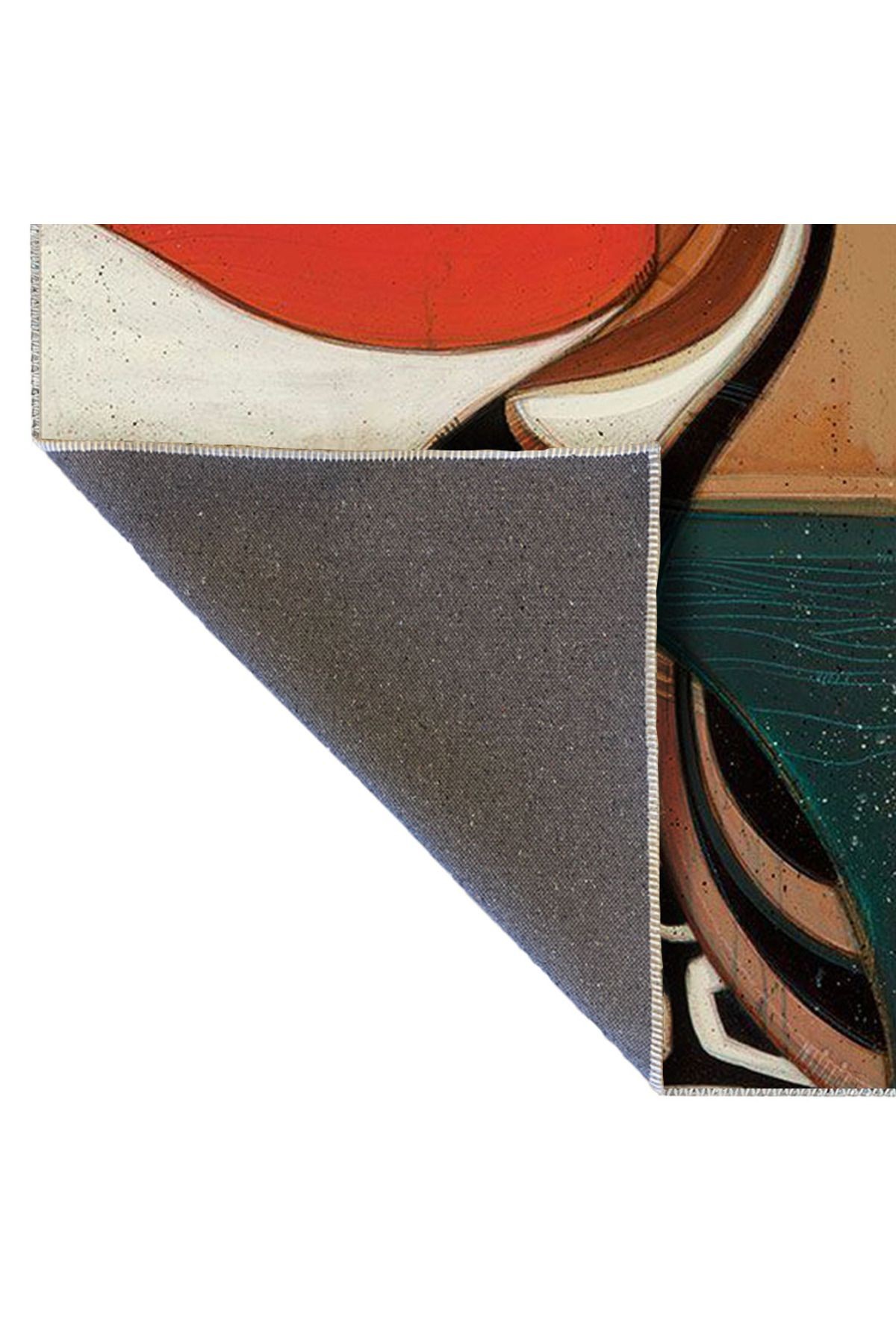 Kemal Koleksiyonu Çok Renkli Geometrik Detaylı Pelikan Desenli Dokuma Taban Modern Dekoratif Halı 50