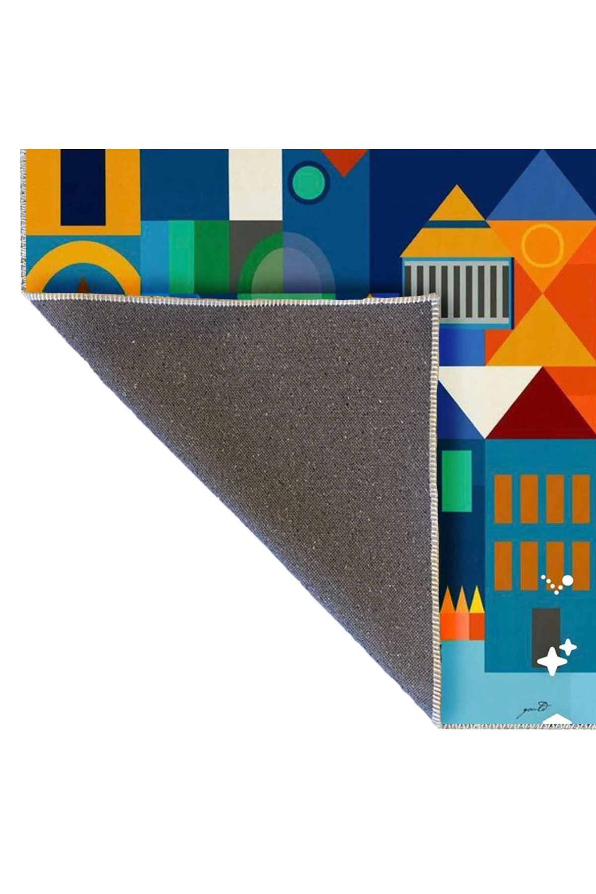 Güneş Koleksiyonu Çok Renkli Evler Desenli Dokuma Taban Modern Dekoratif Halı güneş04