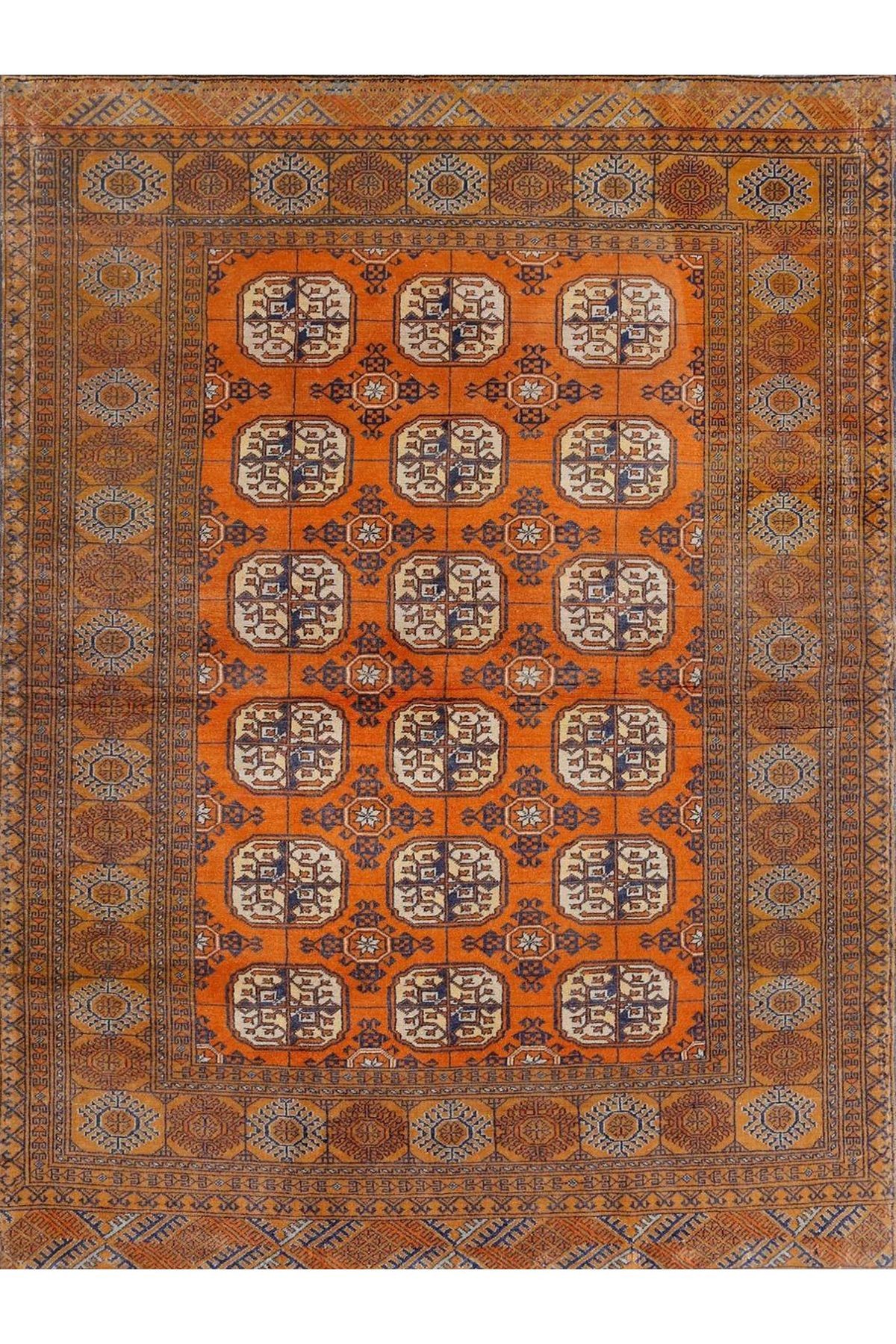 Asena Koleksiyonu Kahve ve Turuncu Temalı Etnik Figür Motifleri Desenli Vintage Dekoratif Halı 15