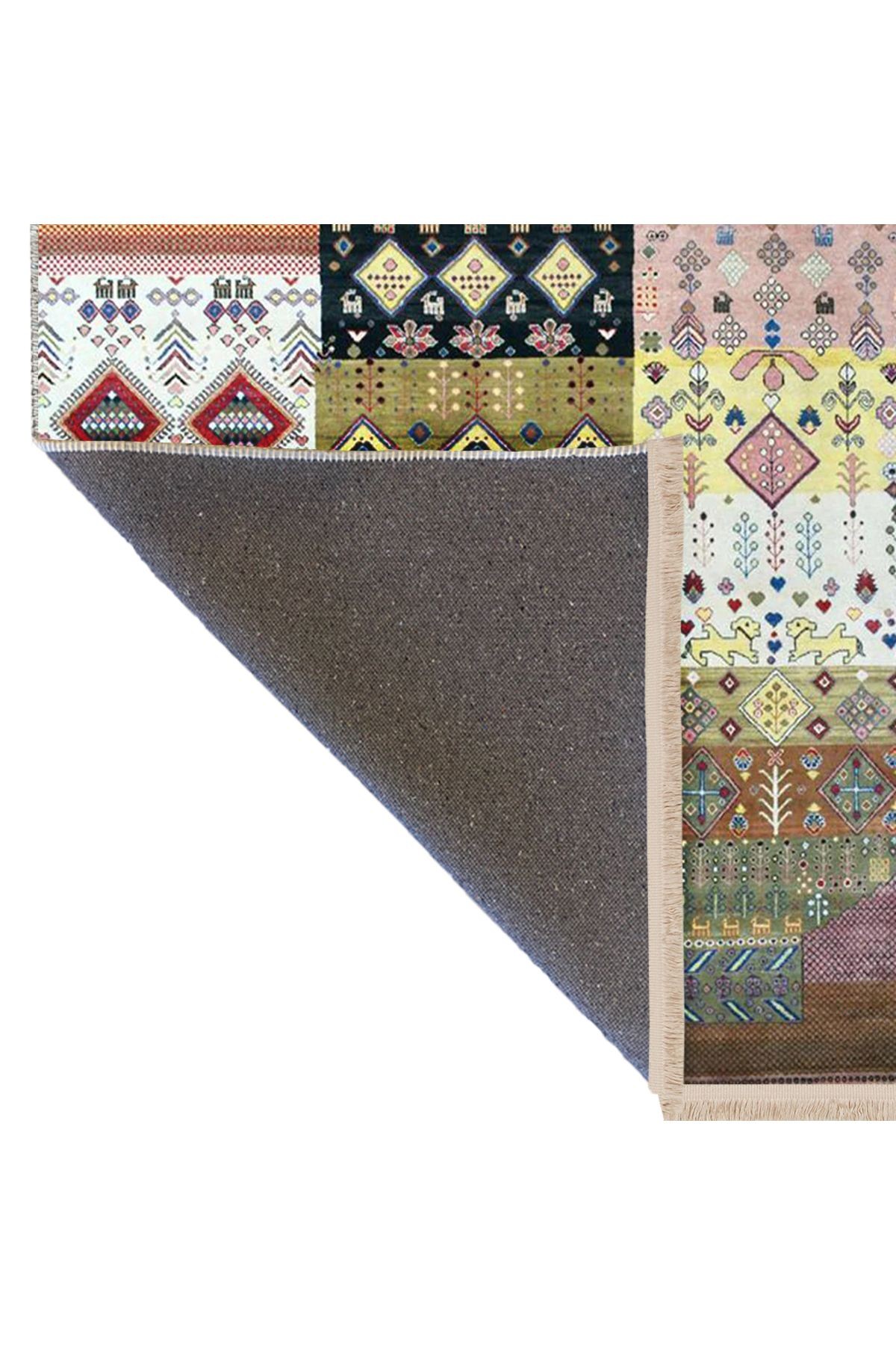 Barcelona Koleksiyonu Karma Renkler Etnik Motif ve Çiçek Desenli Vintage Dekoratif Halı 29