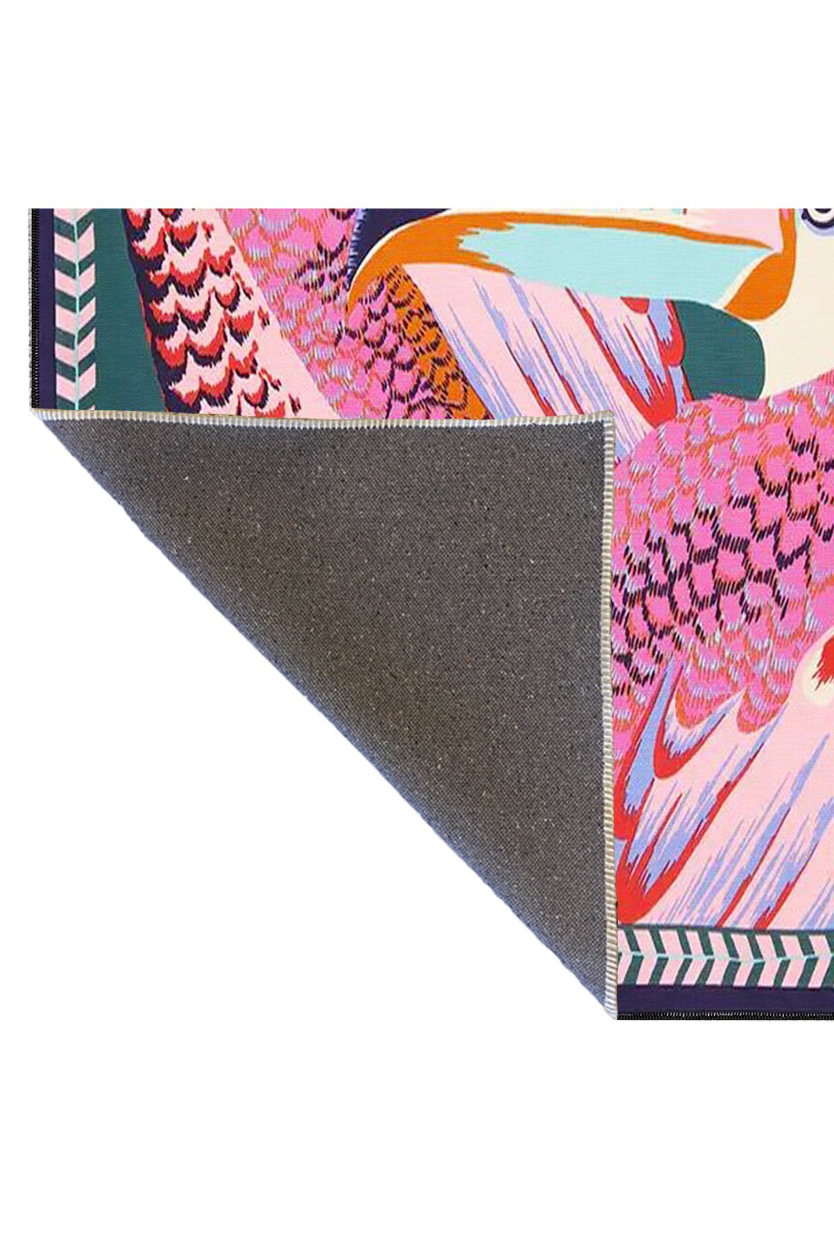 Pembe Kuş Desenli Dokuma Taban Halı miravip537