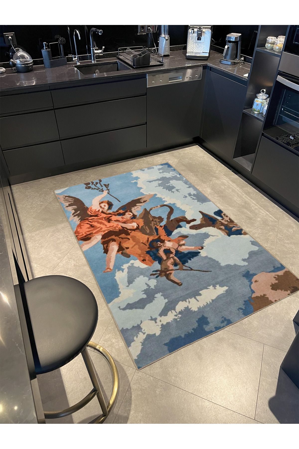 Uçan Kadın Desenli Renkli Dokuma Taban miravip659