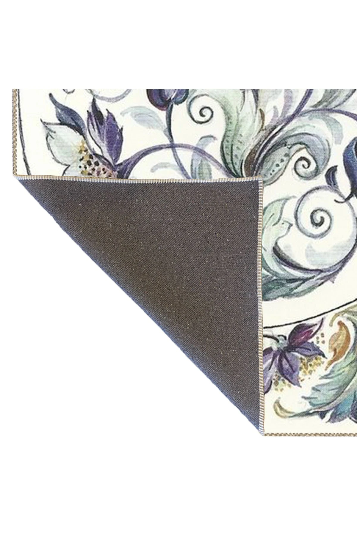 Krem Tonlarında Güllü Mavi Modern Dekoratif Halı miravip283