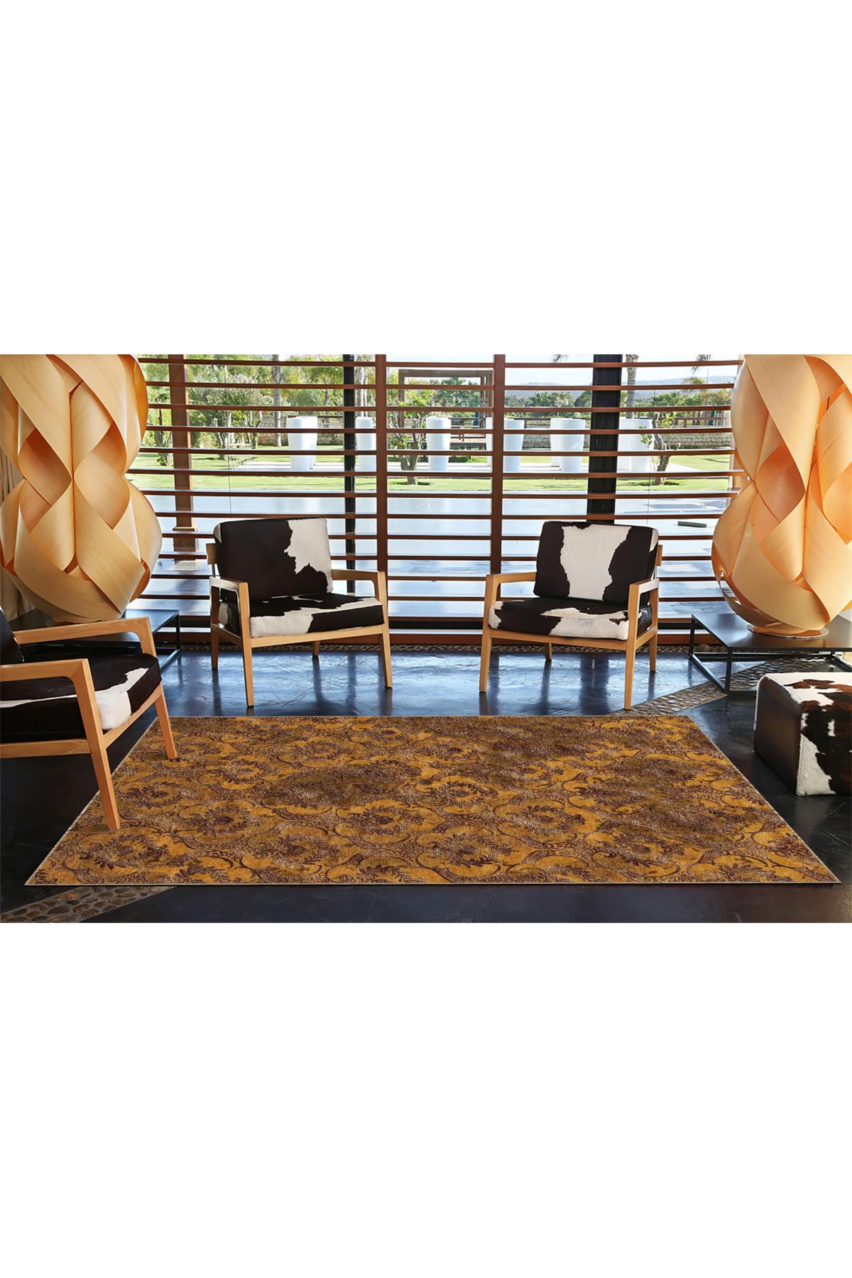 Kahverengi Desenli Dekoratif Halı miravip901