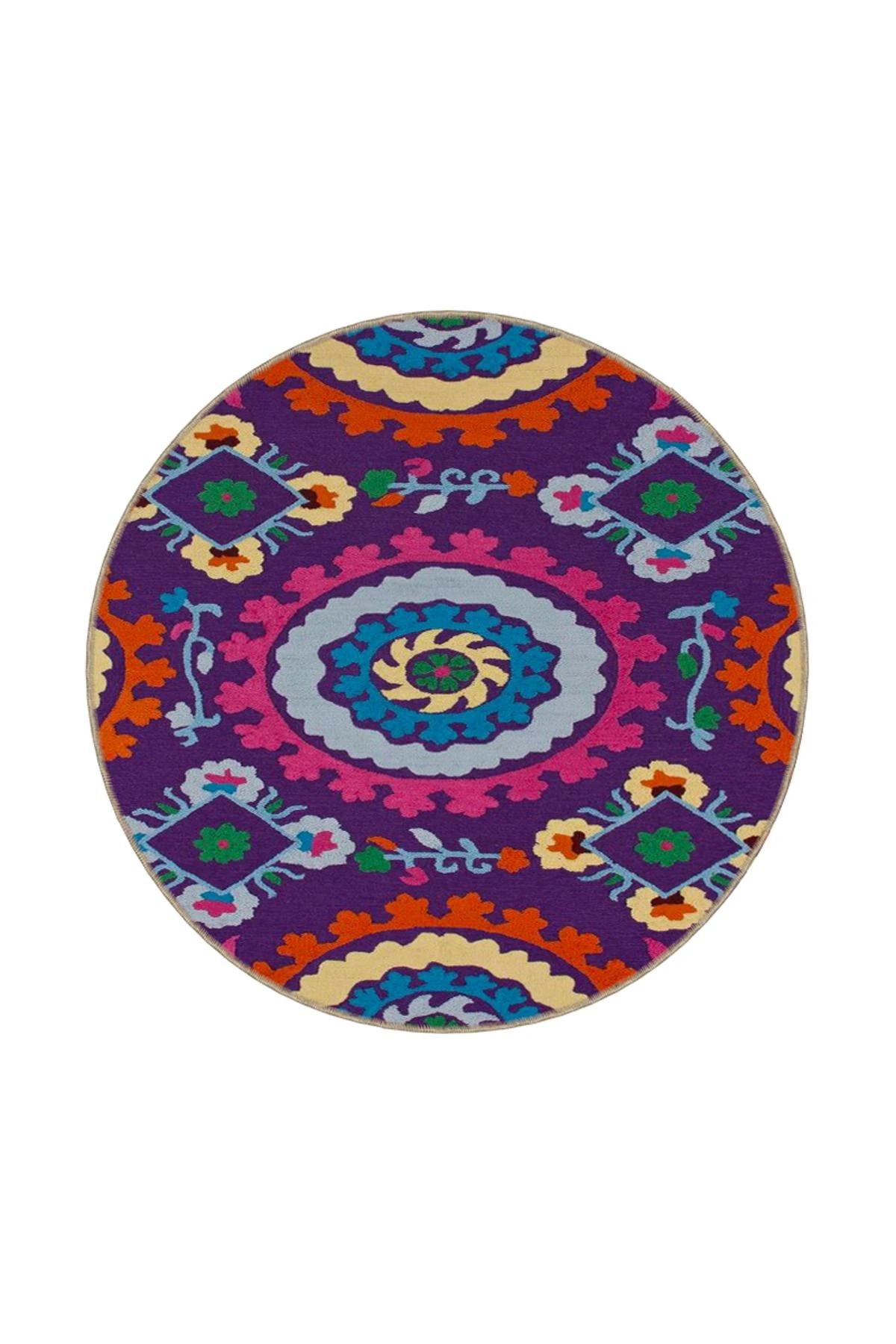 Mor Desenli Renkli Çiçekli Temalı Dokuma Taban Halı ve Yıkanabilir Halı miravip9848