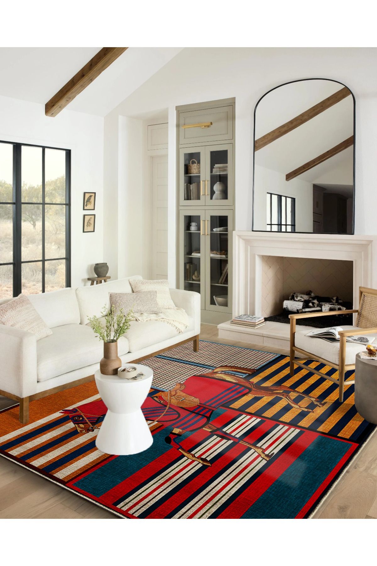 Mira 894 Çok Renkli Modern At Desenli Dokuma Taban Halı