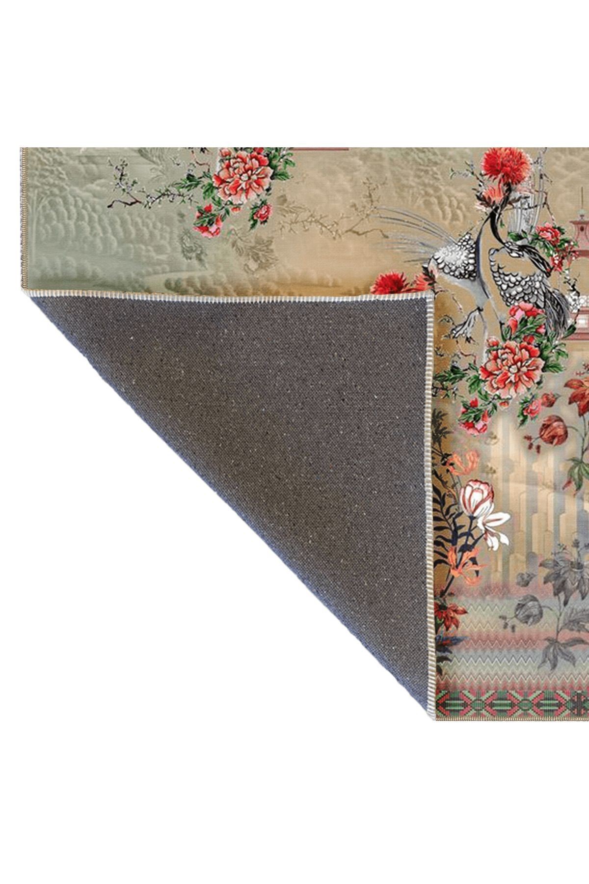 Floral Temalı Çok Renkli Soyut Motifler Çiçek ve Bulut Desenli Modern Dekoratif Halı 4858