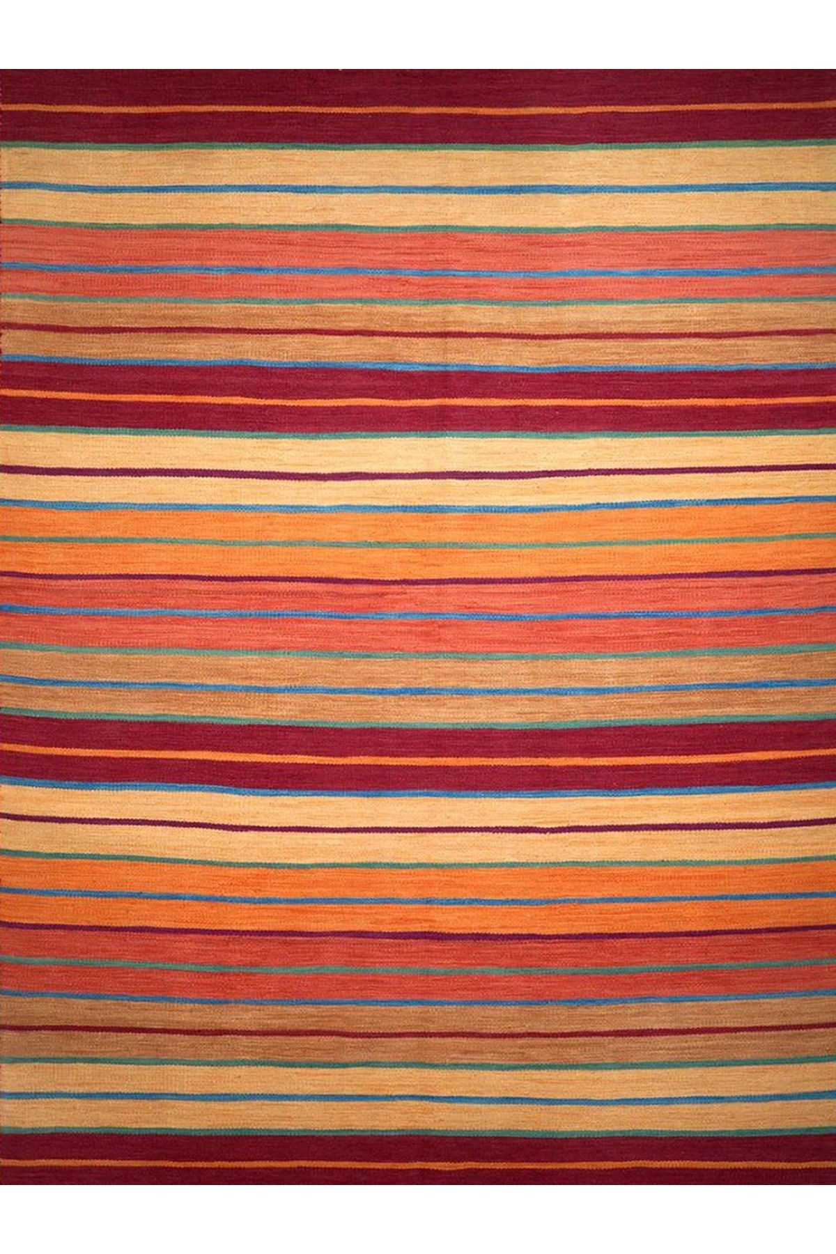 Maya Koleksiyonu Turuncu Tonlarda Çizgi Desenli Dokuma Taban Modern Dekoratif Halı maya28
