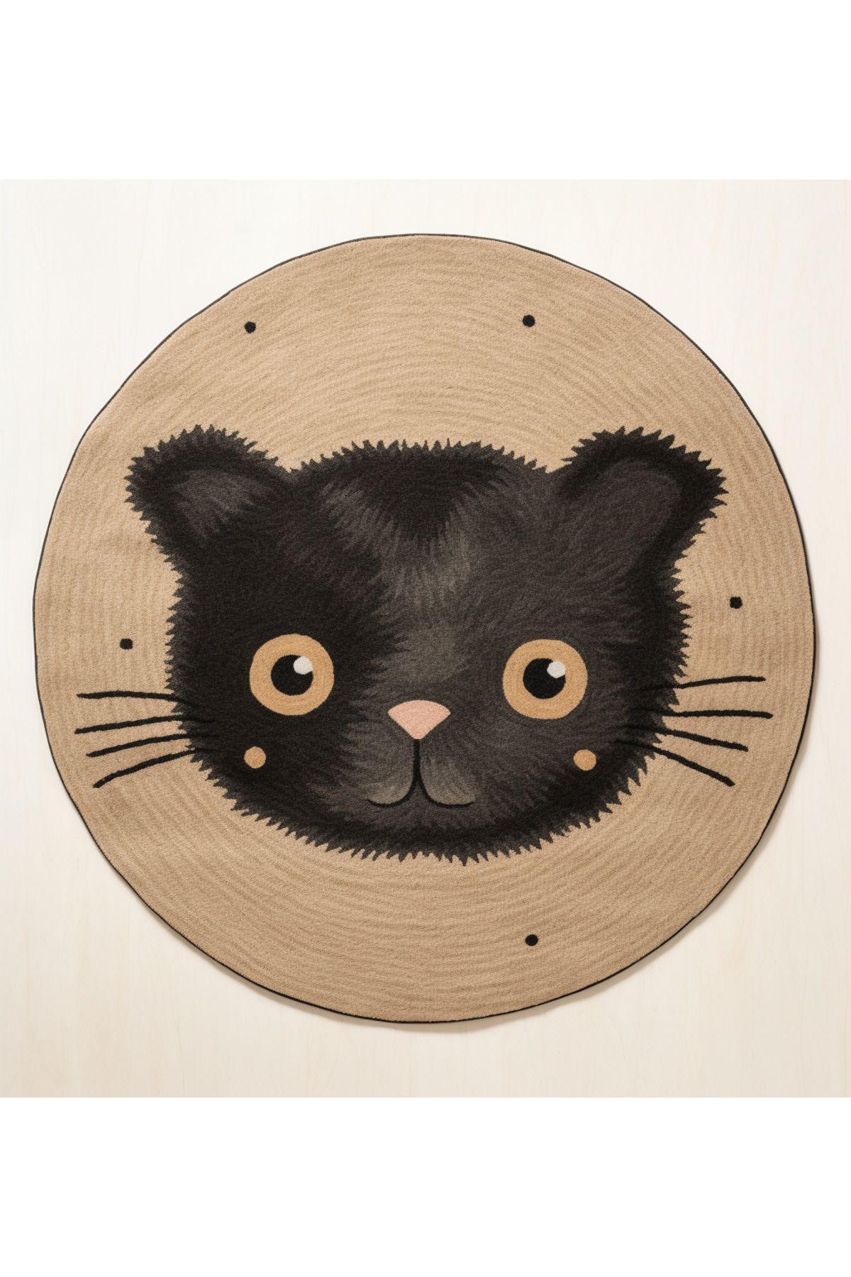 Dido Koleksiyonu Gri Temalı Sevimli Kedi Desenli Kreatif Modern Dekoratif Halı 3391