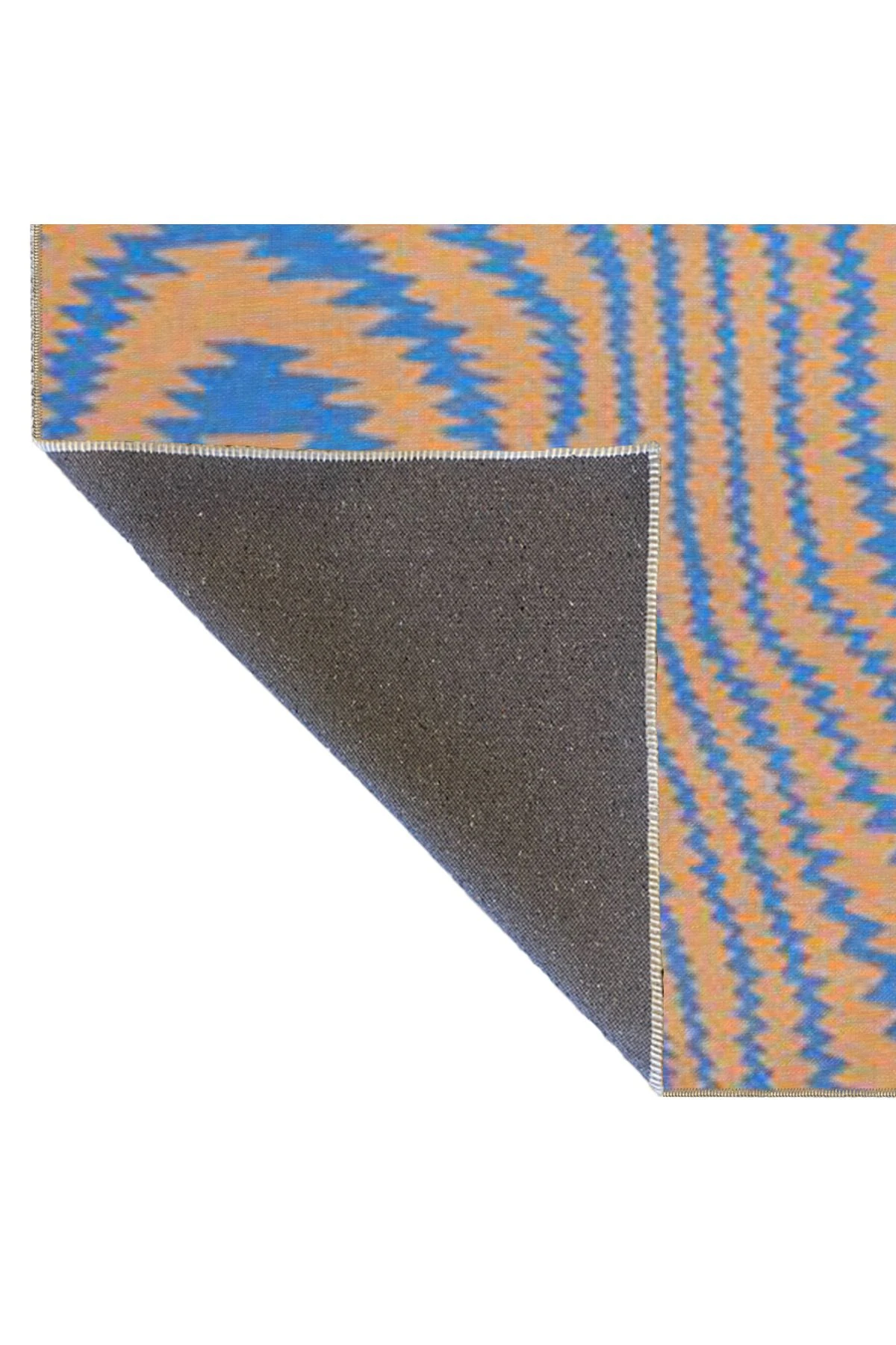 Kahverengi Mavi Çizgili Dalgalı Desenli Modern Dekoratif Halı miravip477