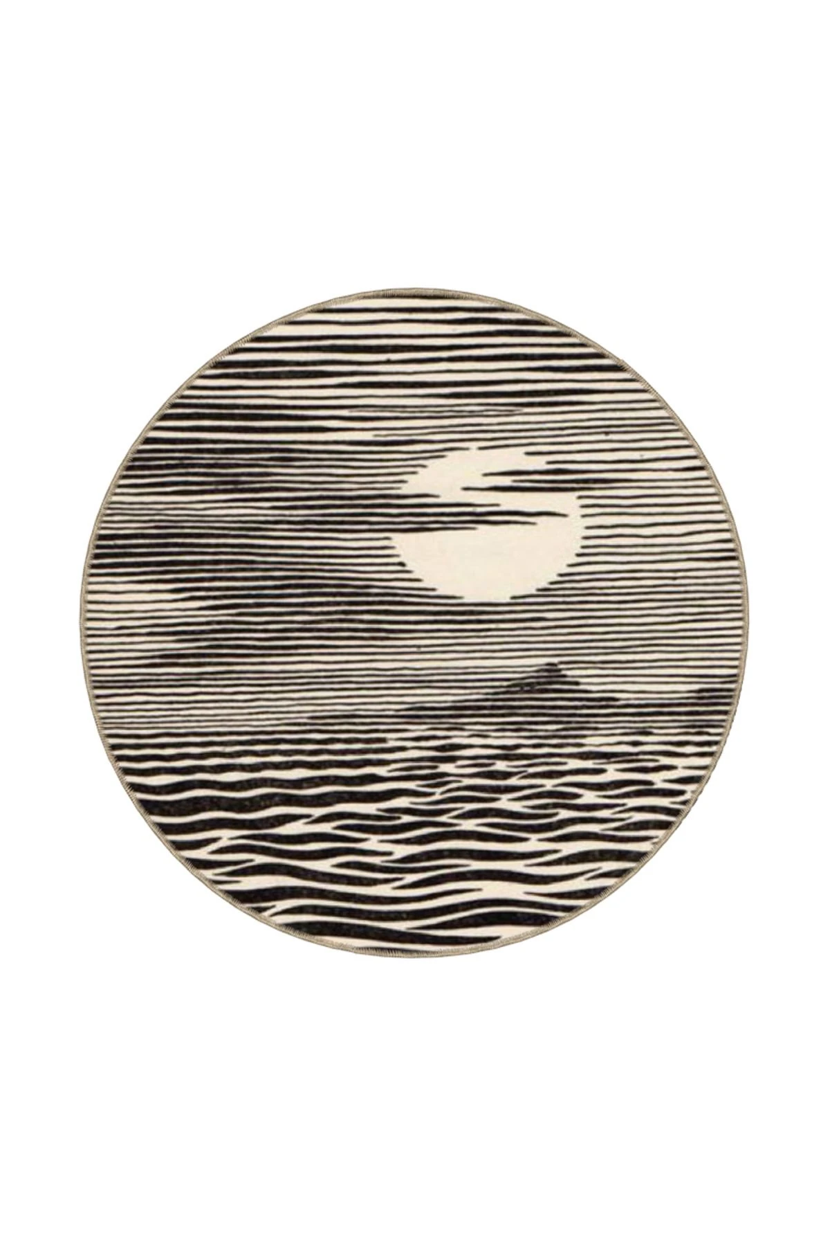 Kahverengi Deniz Temalı Çizgili Temalı Dekoratif Halı ve Yıkanabilir Halı miravip9763