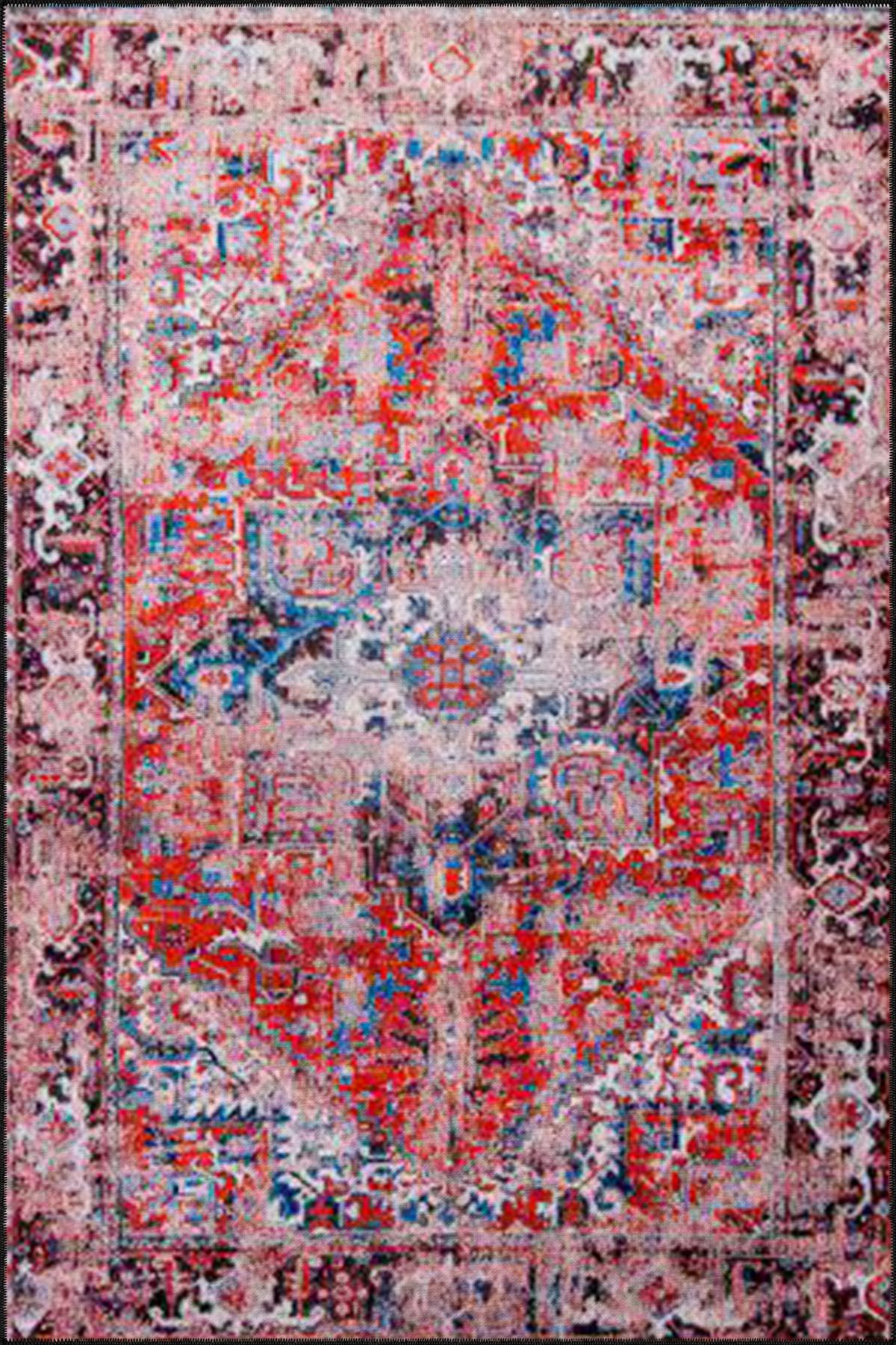 Baklava Kırmızı Renkli Geleneksel Dekoratif Halı miravip590