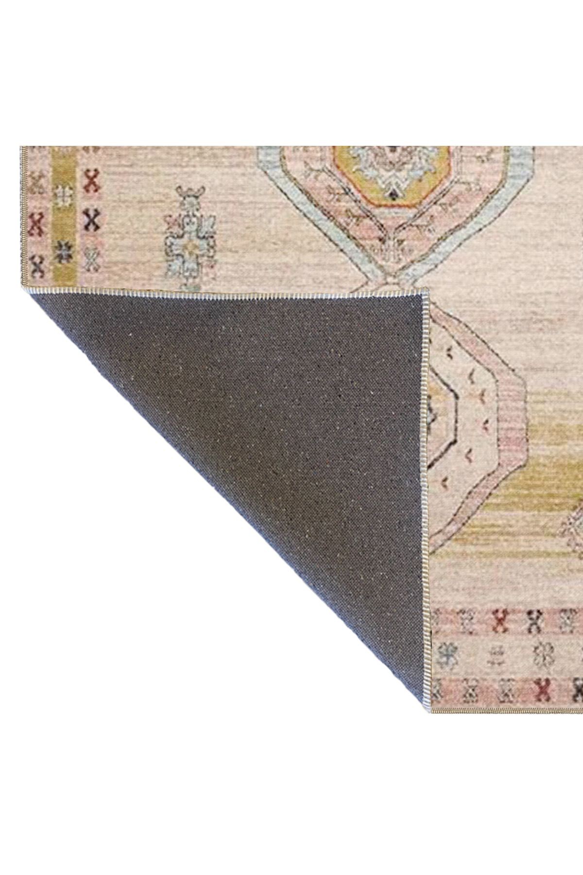 Pudra Temalı Geleneksel Motif Desenli Vintage Dekoratif Halı 3960