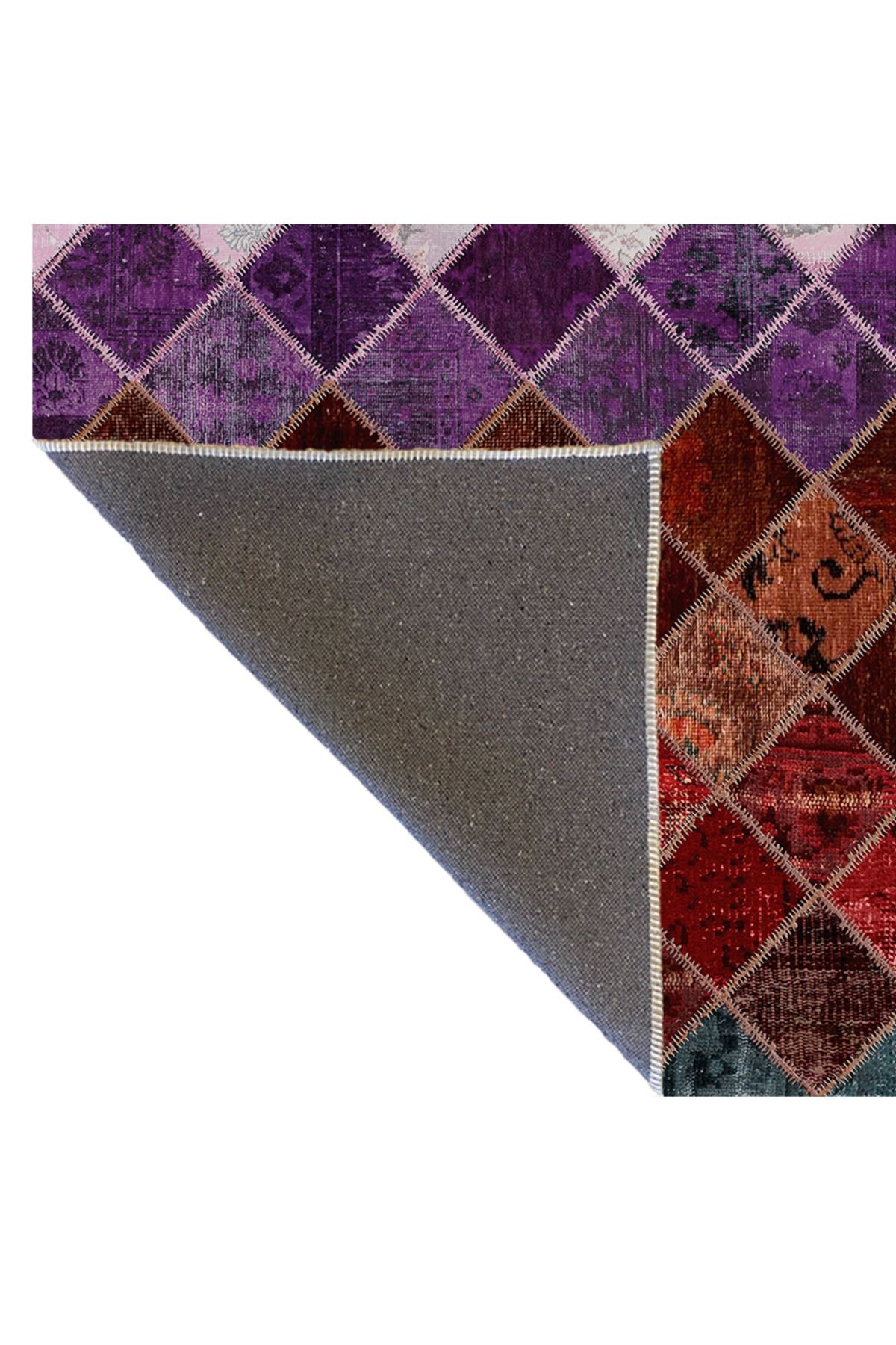 Çok Renkli Geometrik Parça Desenli Modern Dekoratif Halı 1635