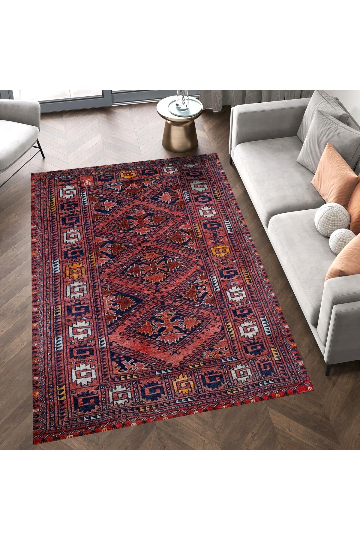 Mete Koleksiyonu Geleneksel Motif Etnik Desenli Vintage Dekoratif Halı 45