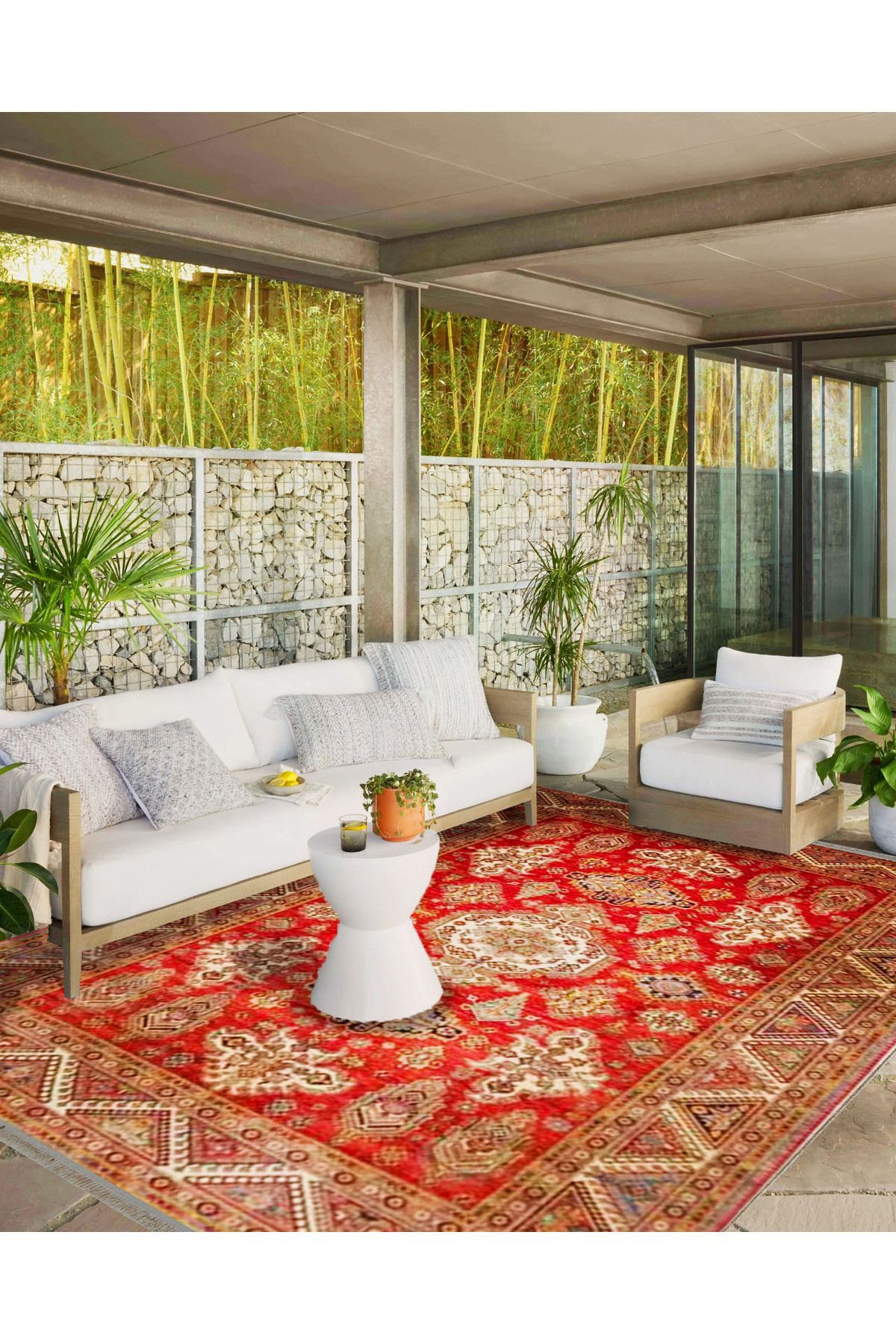 İnci Koleksiyonu Kırmızı Kahve Temalı Etnik Desenli Dokuma Taban Vintage Dekoratif Halı inci02