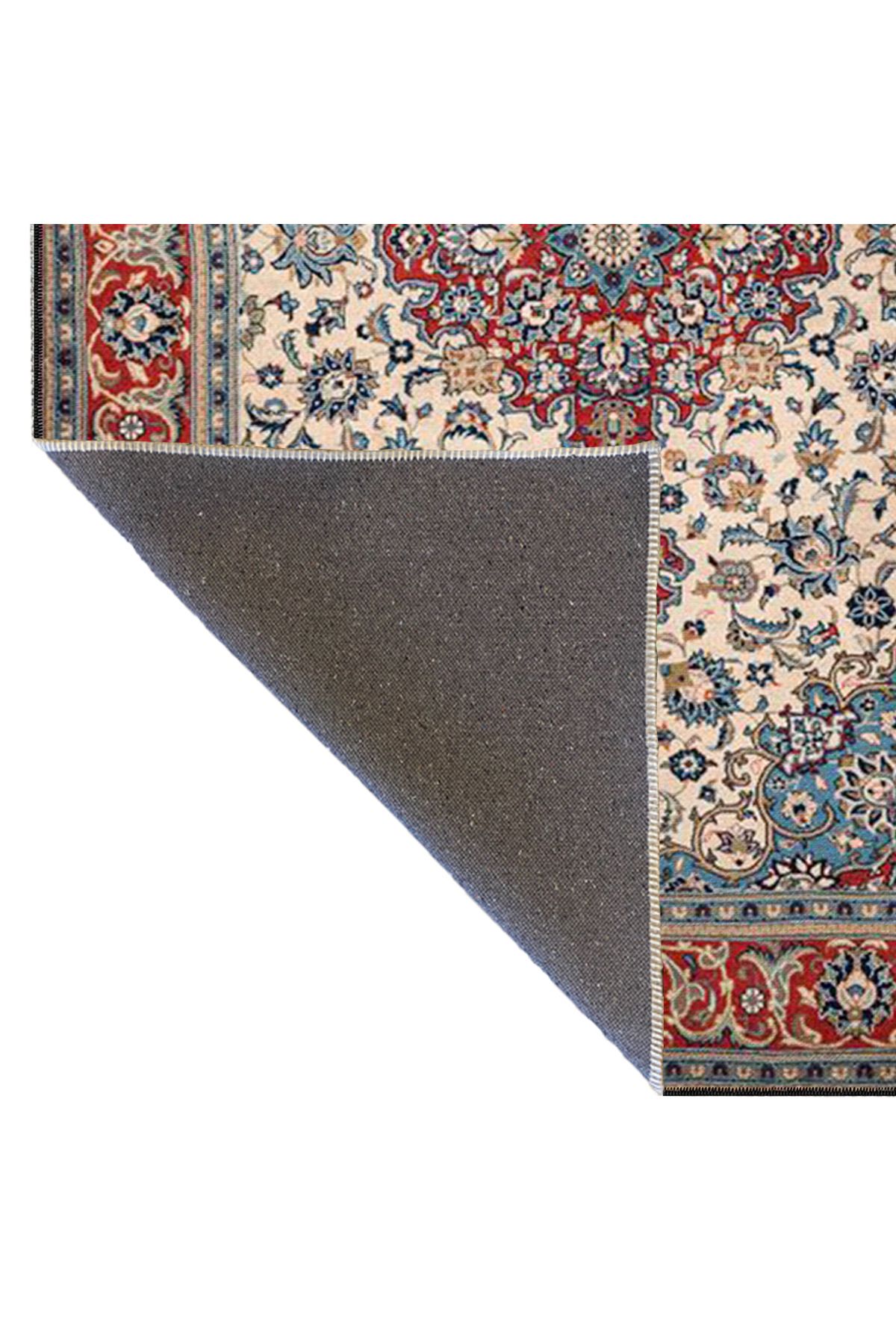 Kırmızı Mavi Tonlarda Geleneksel Modern Dekoratif Halı miravip58