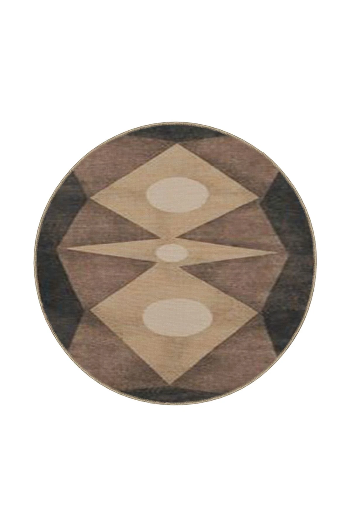 Kahverengi Renkli Modern Geometrik Dokuma Taban Halı miravip8121