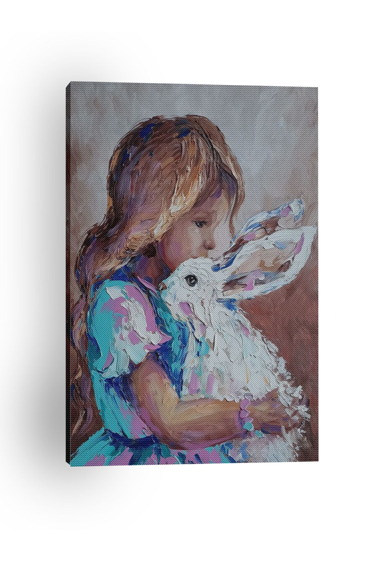 Kanvas Tablo Tavşan Çocuk Desenli Renkli Temalı Modern Tablo