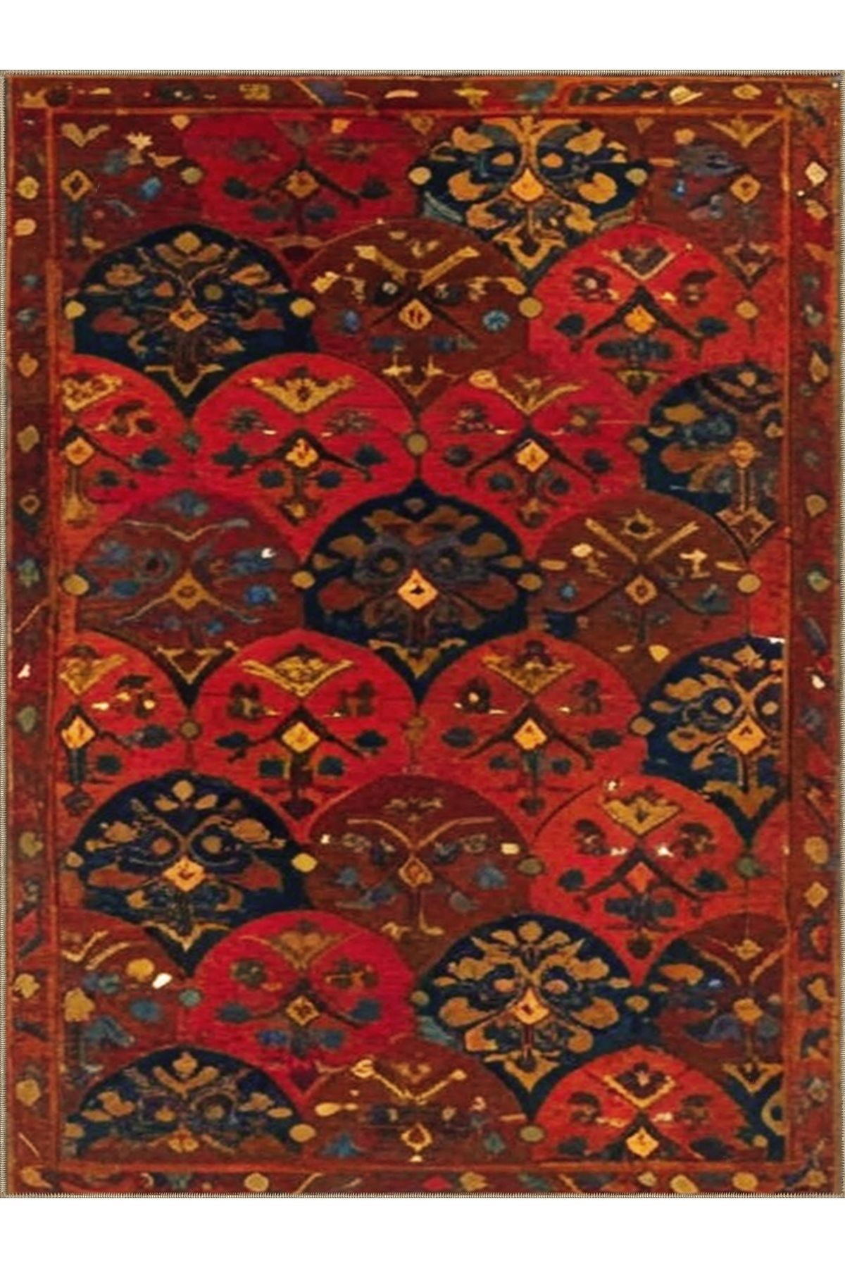 Royal Etnik Motifler Desenli Püskül Detaylı Dokuma Taban Dekoratif Halı royal37