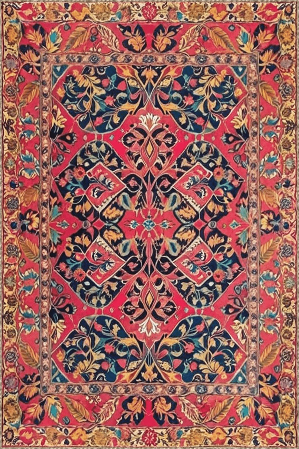 Paris Koleksiyonu Çok Renkli Geleneksel Motif Etnik Desenli Vintage Dekoratif Halı 74