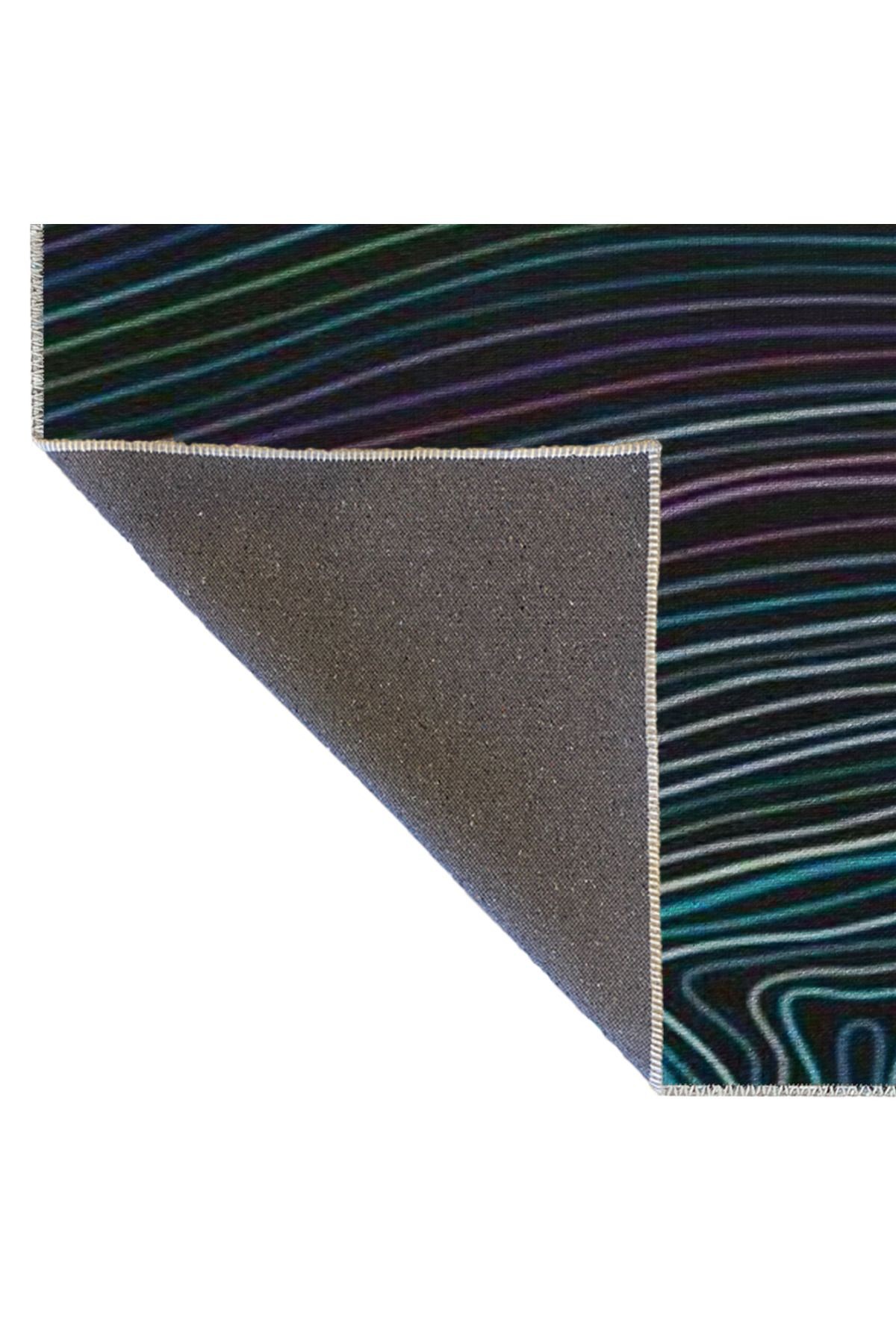 Koyu Ton Çok Renkli Soyut Dalgalı Spiral Desenli Kreatif Modern Dekoratif Halı 2348