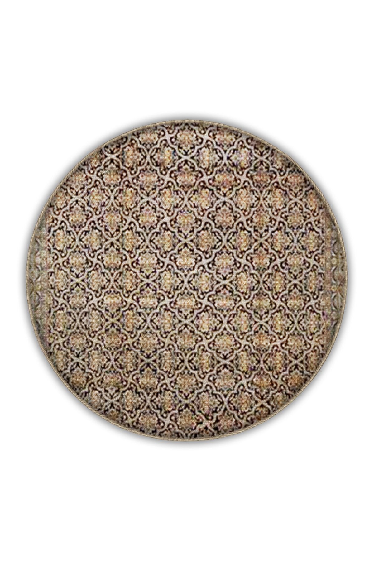 Kahve Bej Temalı Geleneksel Motif Etnik Desenli Vintage Dekoratif Halı 3287